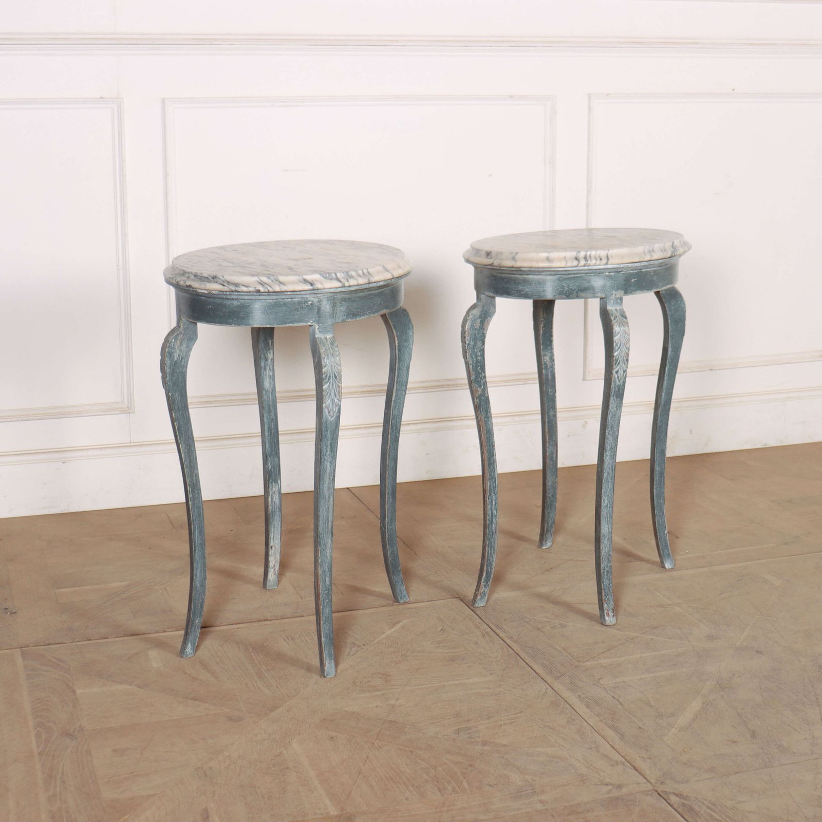 Pair Of French Marble Topped Lamp Tables