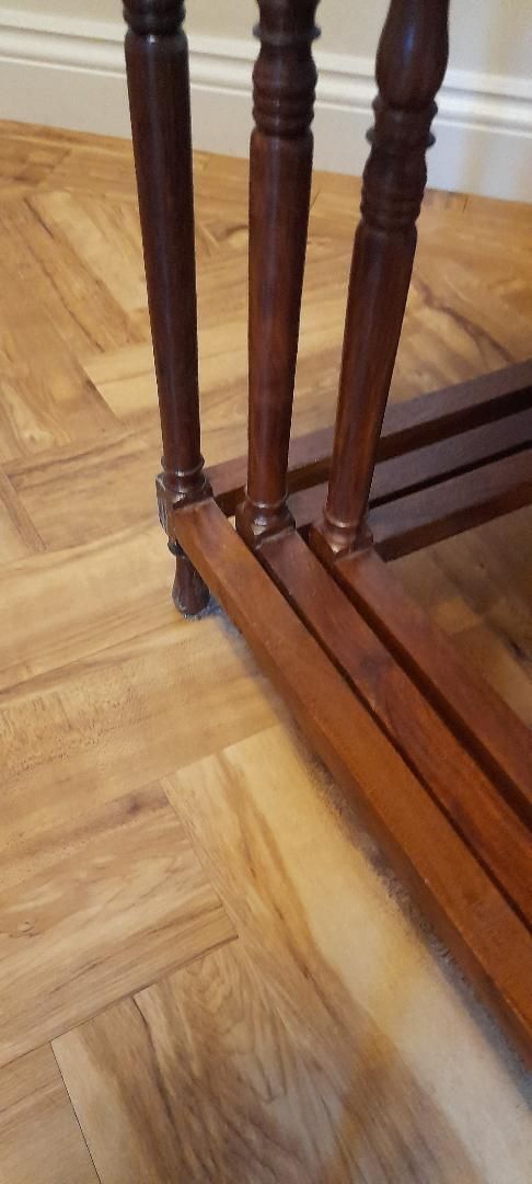 Nest Of 3 Pakistani Marquetry Carved Fretwork Wooden Side Coffee Lamp Tables Glass Top photo Furniture