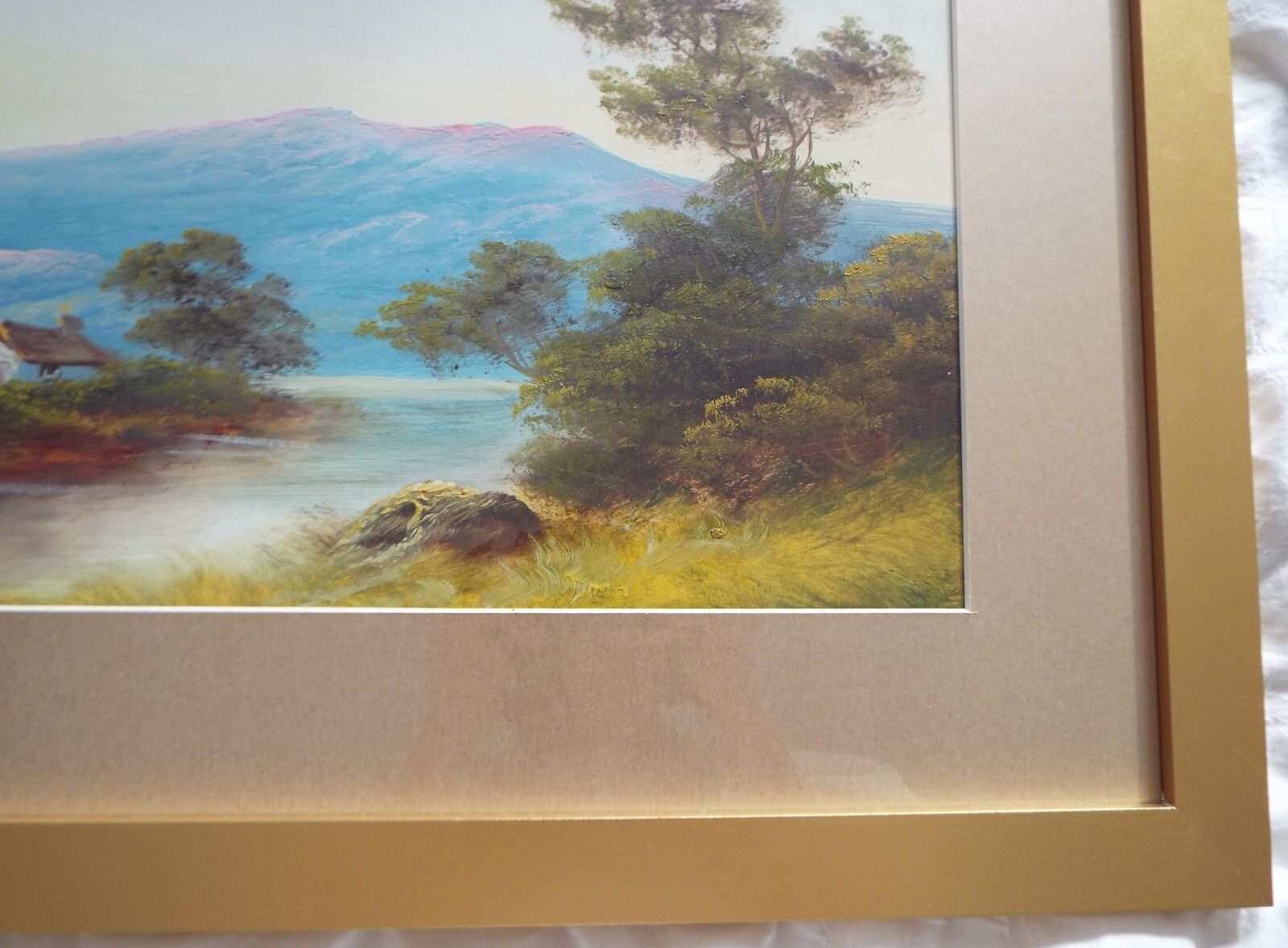 Antique Victorian Scotland Mountain River Landscape Original Oil Painting Framed photo 190.0