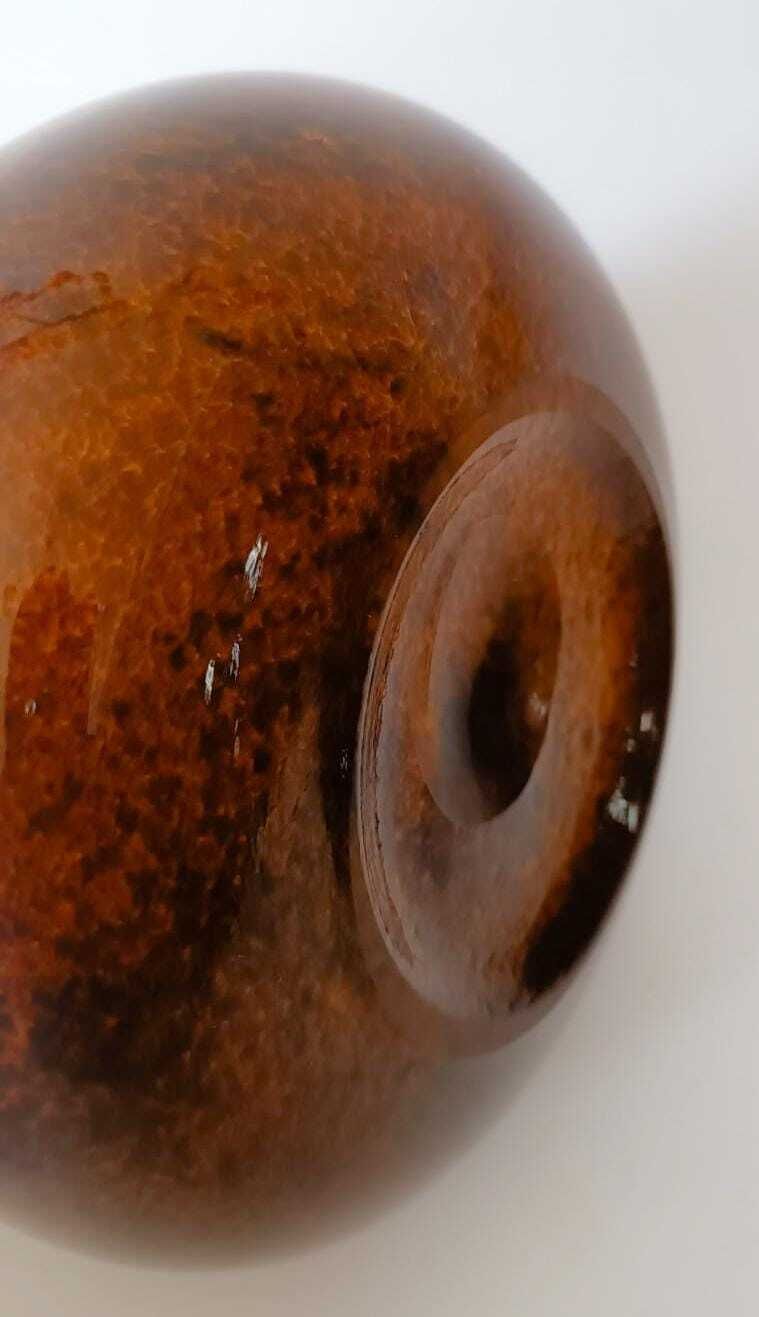 Vintage Design Vase In Murano Glass Vistosi Style Irregular Shape Beige With Stripes photo buy