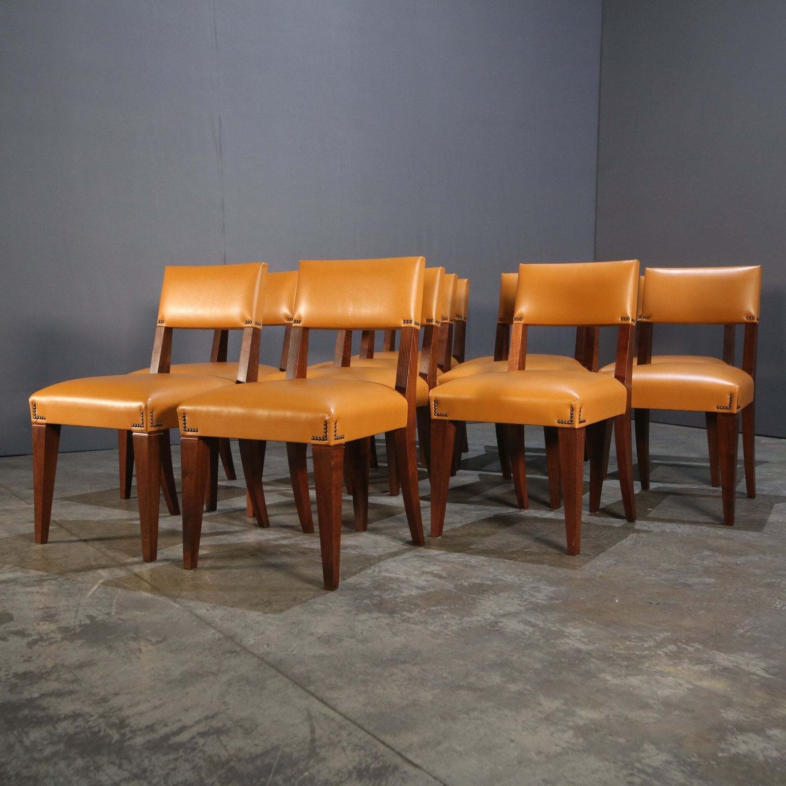 Caramel Brown Leather Chair, Set Of Eight photo buy
