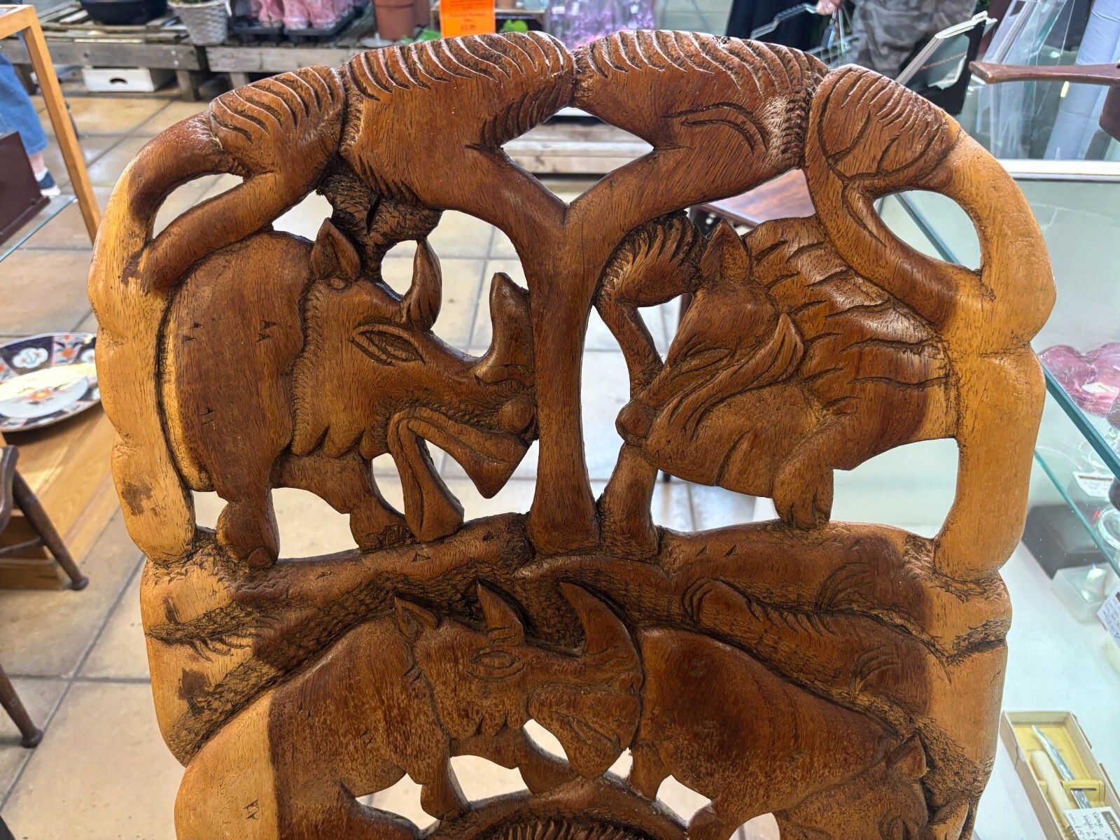 Antique African Carved Tribal Wooden Chief/ Birthing Chair photo for sale