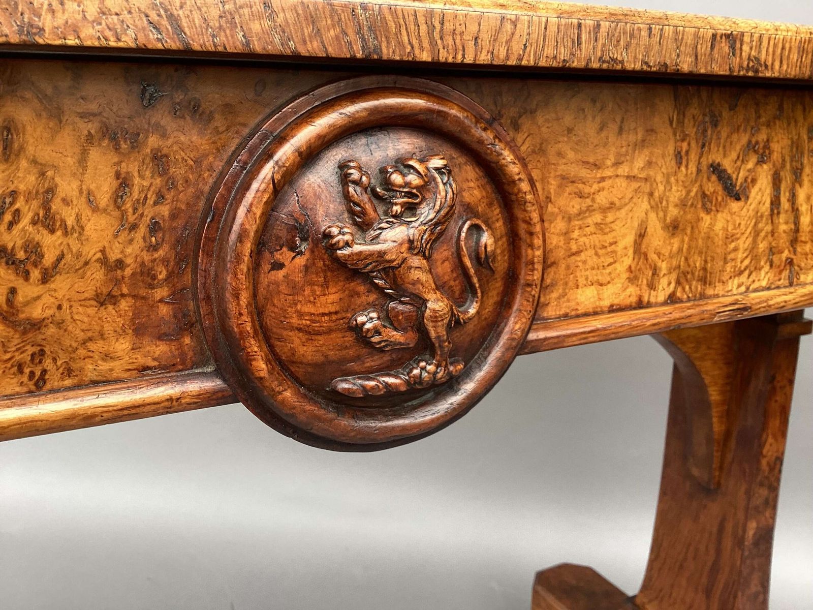 Good Mid C19th Burr And Pollard Oak Centre Table; James Winter & Sons, London photo Furniture