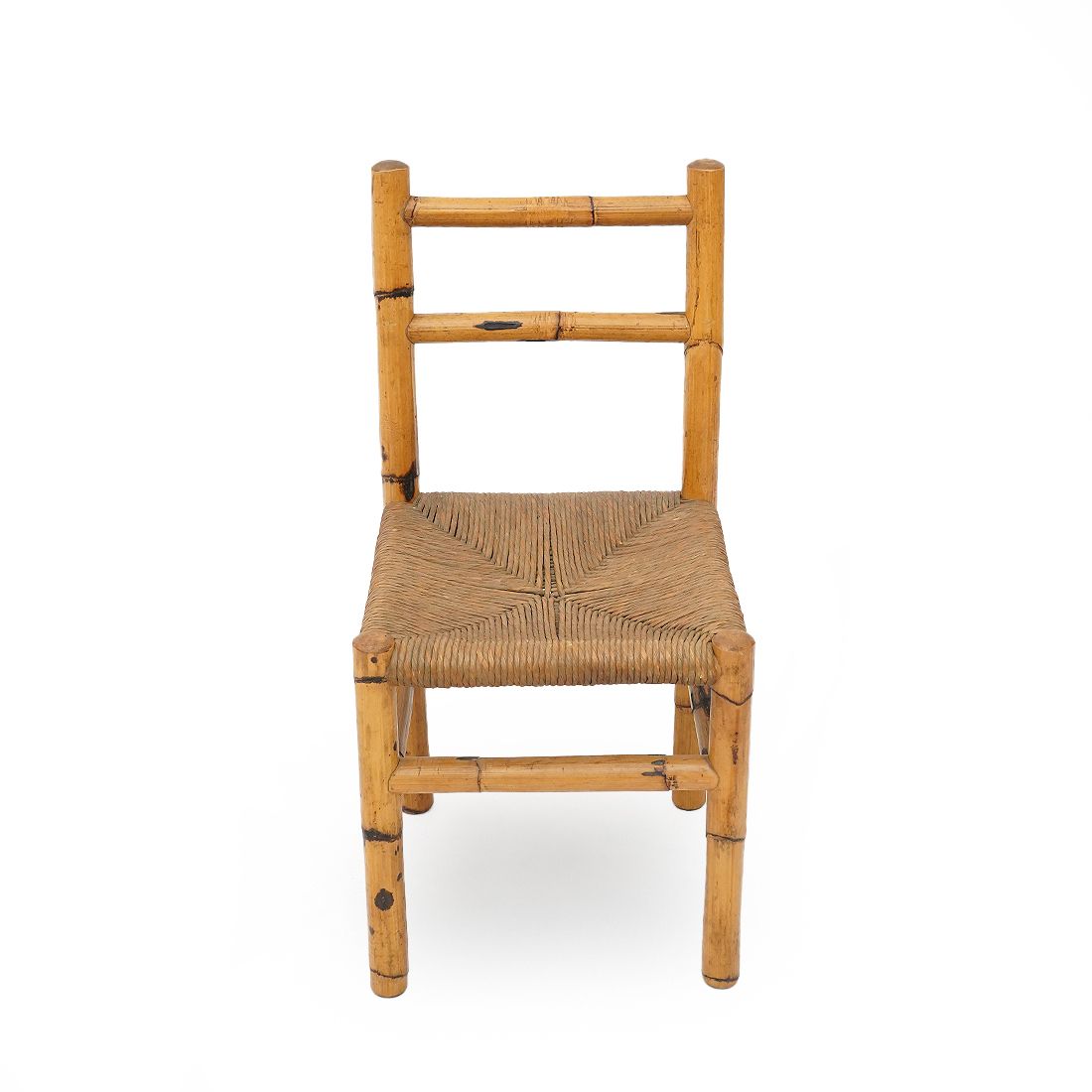 Furniture 4 Chairs In Rattan And Woven Straw, 1960s photo