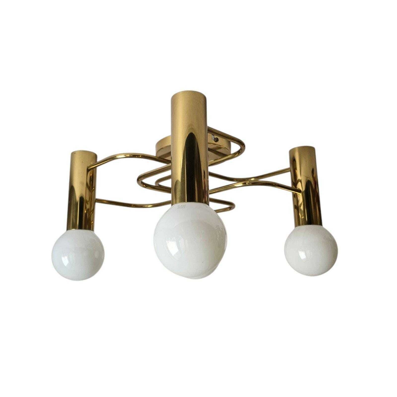 Vintage Mid Century Modern Brass Ceiling Lamp Leola Flushmount By Sciolari, Germany, 1970s photo buy