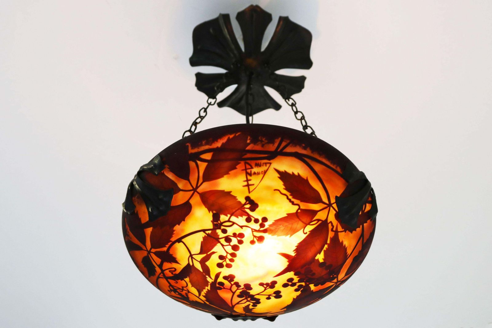 Antique Daum Nancy & Louis Majorelle Chandelier / Pendant Light Art Nouveau 1910 photo furniture