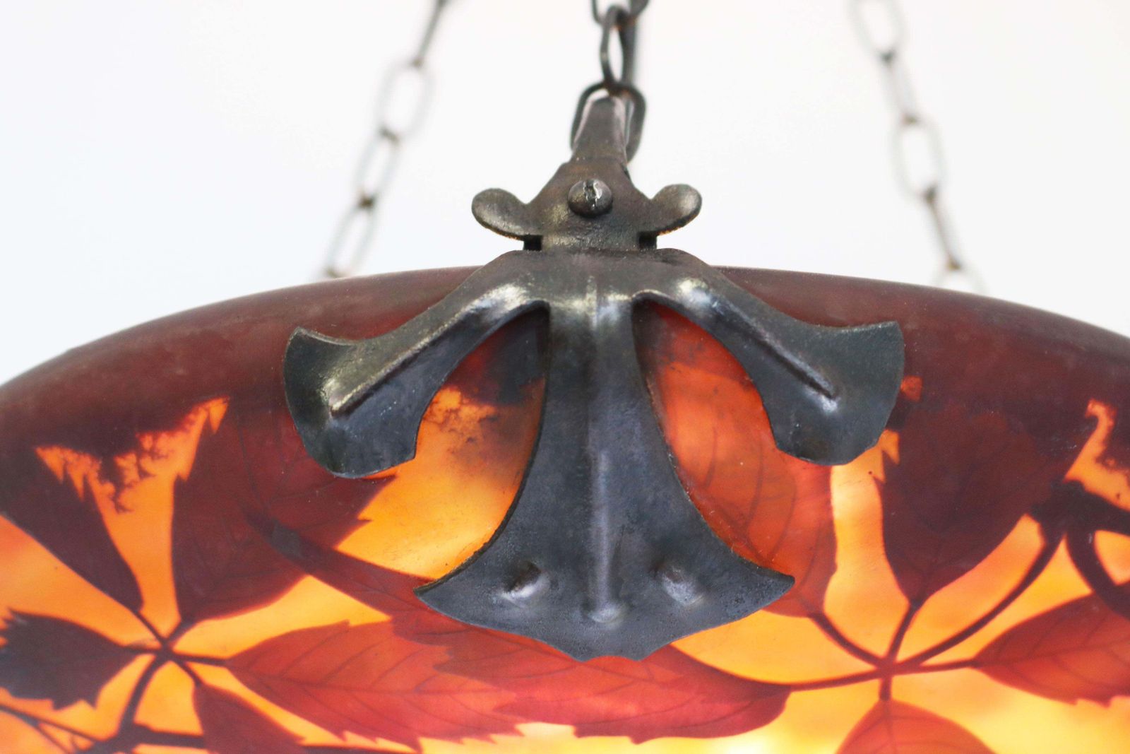 photo vinterior Antieke Daum Nancy & Louis Majorelle Hanglamp / Luster Art Nouveau 1910