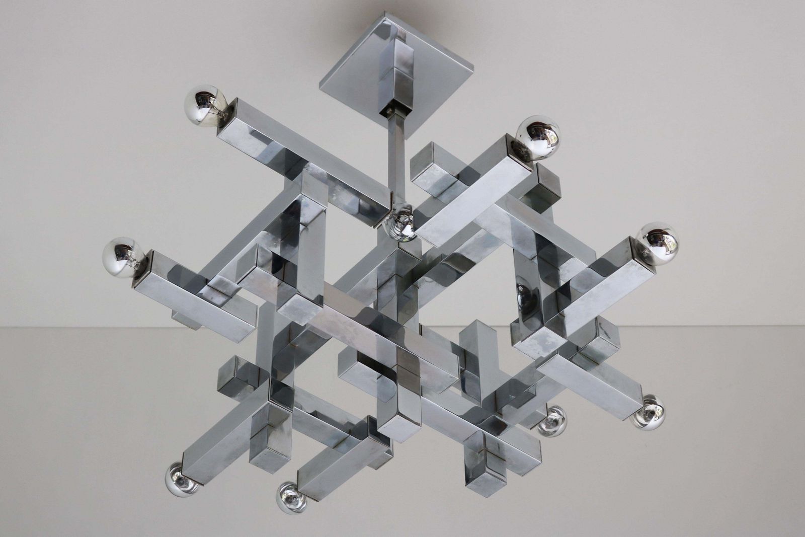 photo buy Zeldzame Mid Century Design Hanglamp Van Gaetano Sciolari, Model Metric, 1960, Chroom