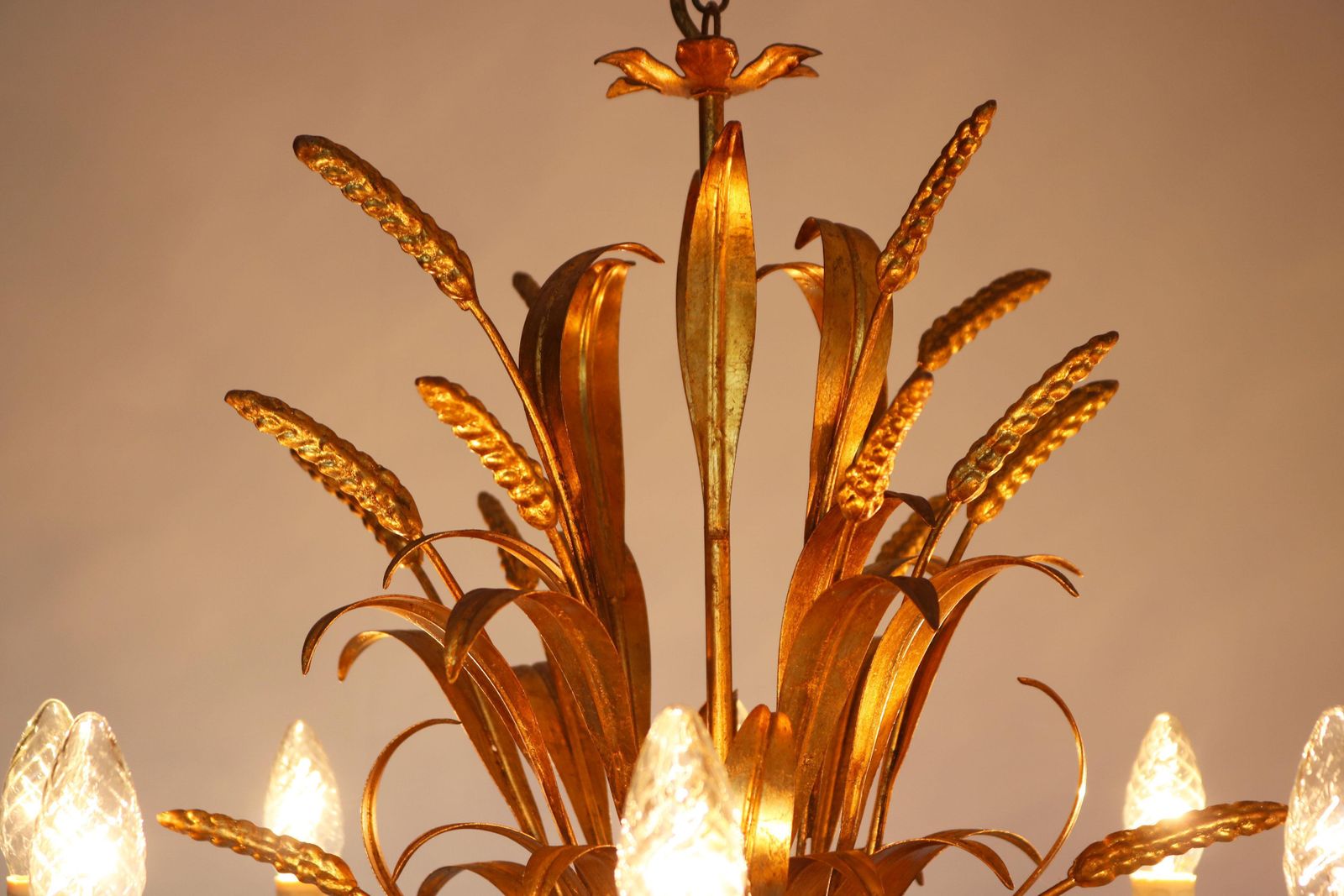 Rare Large Hans Kögl 1970 ''Cheaf Of Wheat'' Holywood Regency Chandelier 8 Arms photo 3222.0