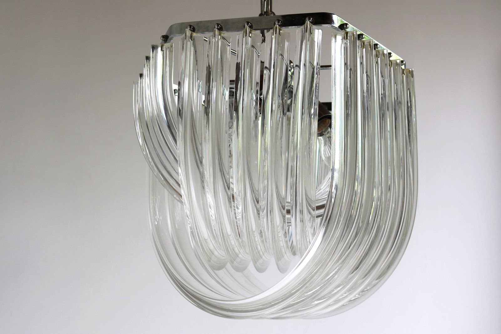 Carlo Nason Curvati Murano Glazen Kroonluchter Mid Century Modern Triedri Kroonluchter Italië Jaren 1960 Venini Stijl photo 4395.0
