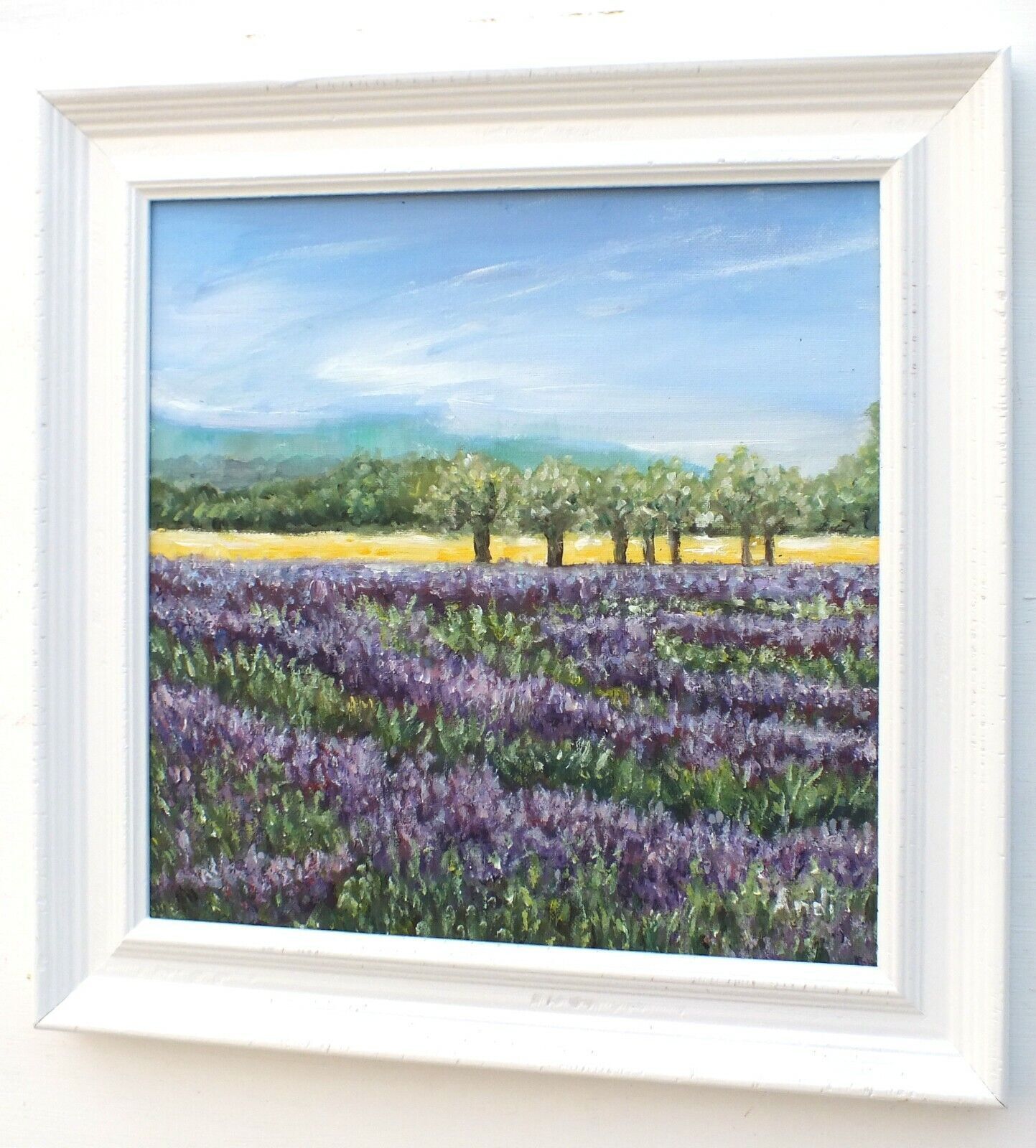 Lavender Fields Painting Floral Art French Landscape Framed Signed Andi J Lucas photo for sale
