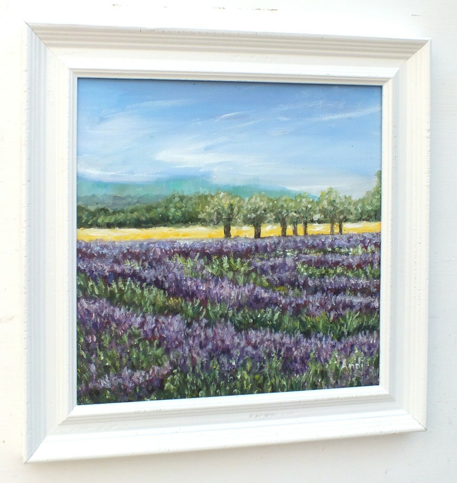 Lavender Fields Painting Floral Art French Landscape Framed Signed Andi J Lucas photo Art