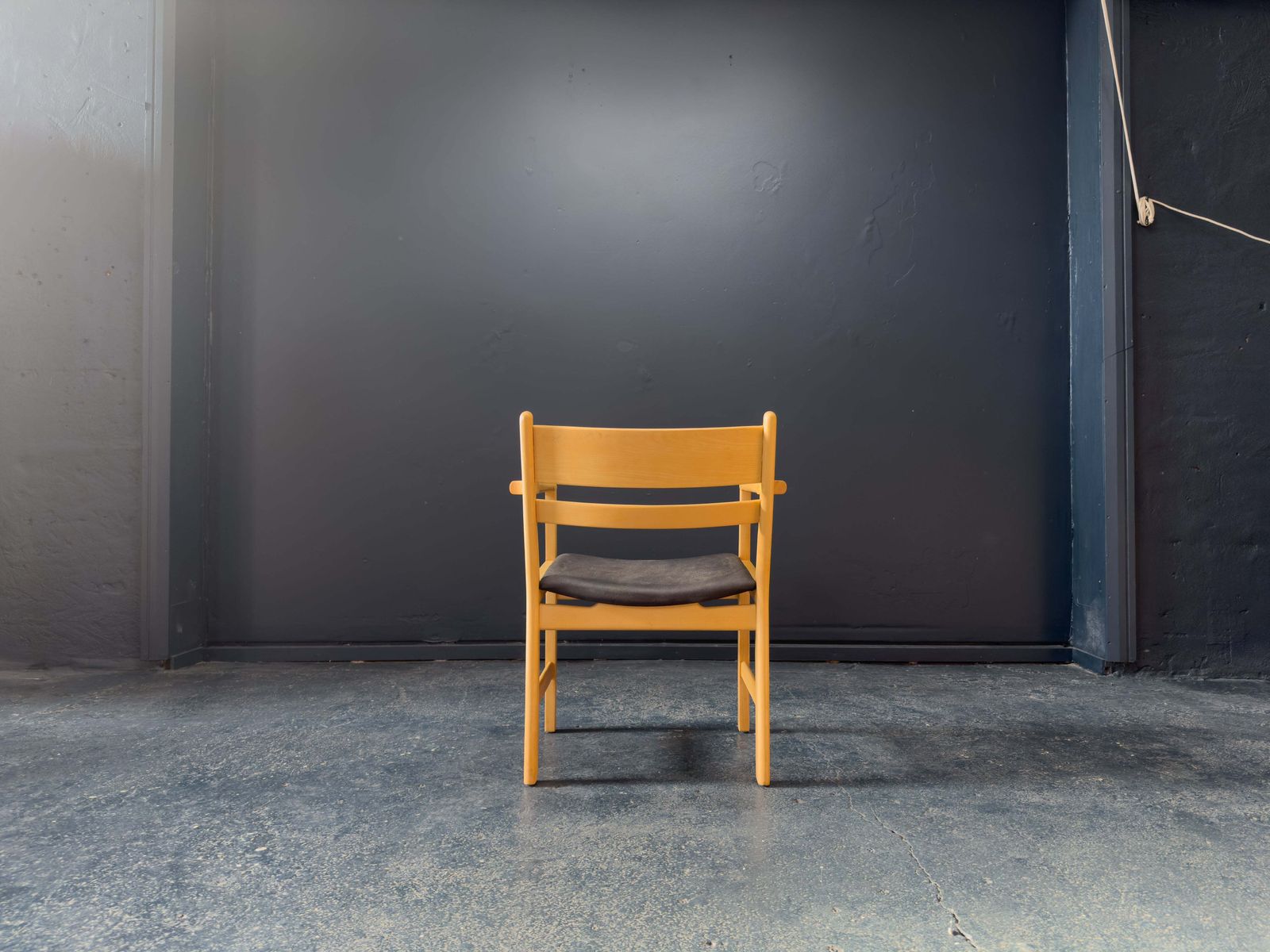 Hans Wegner For Getama Beech And Black Leather Armchair photo Furniture