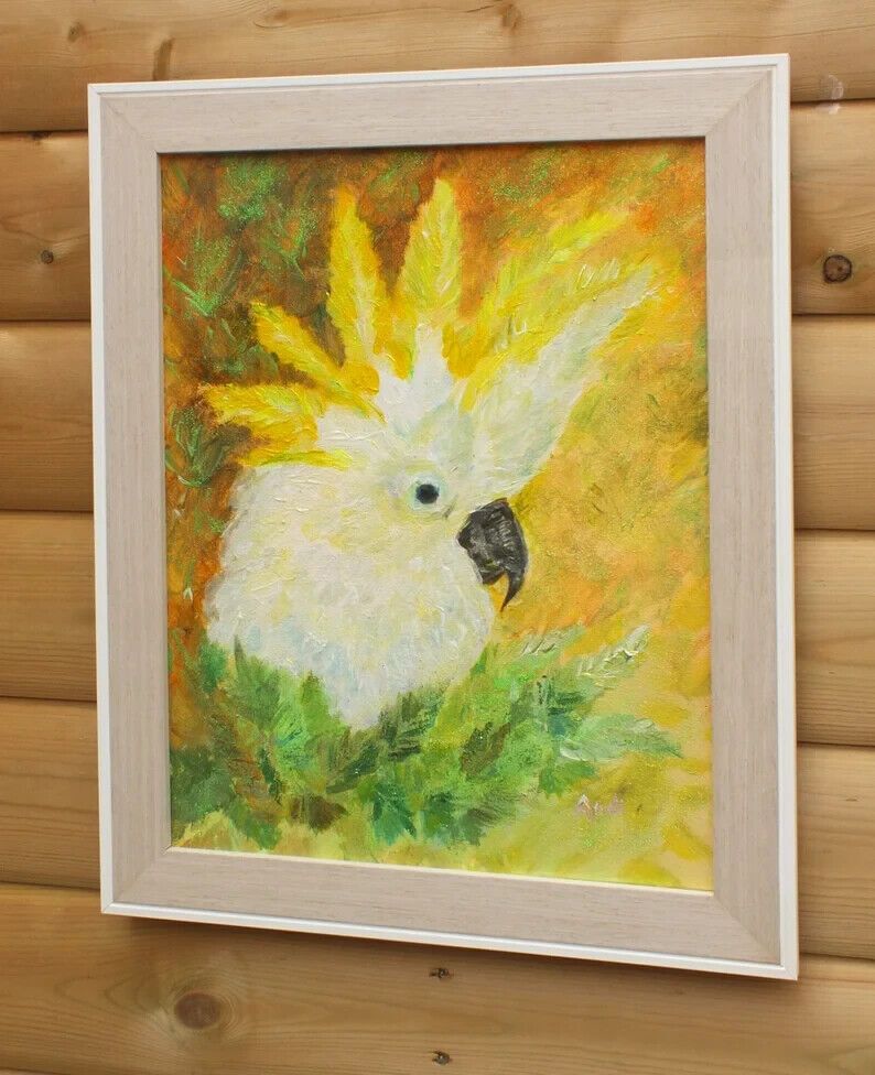 New Original Framed Signed Painting Cockatoo Andi J Lucas  Wildlife Art photo buy