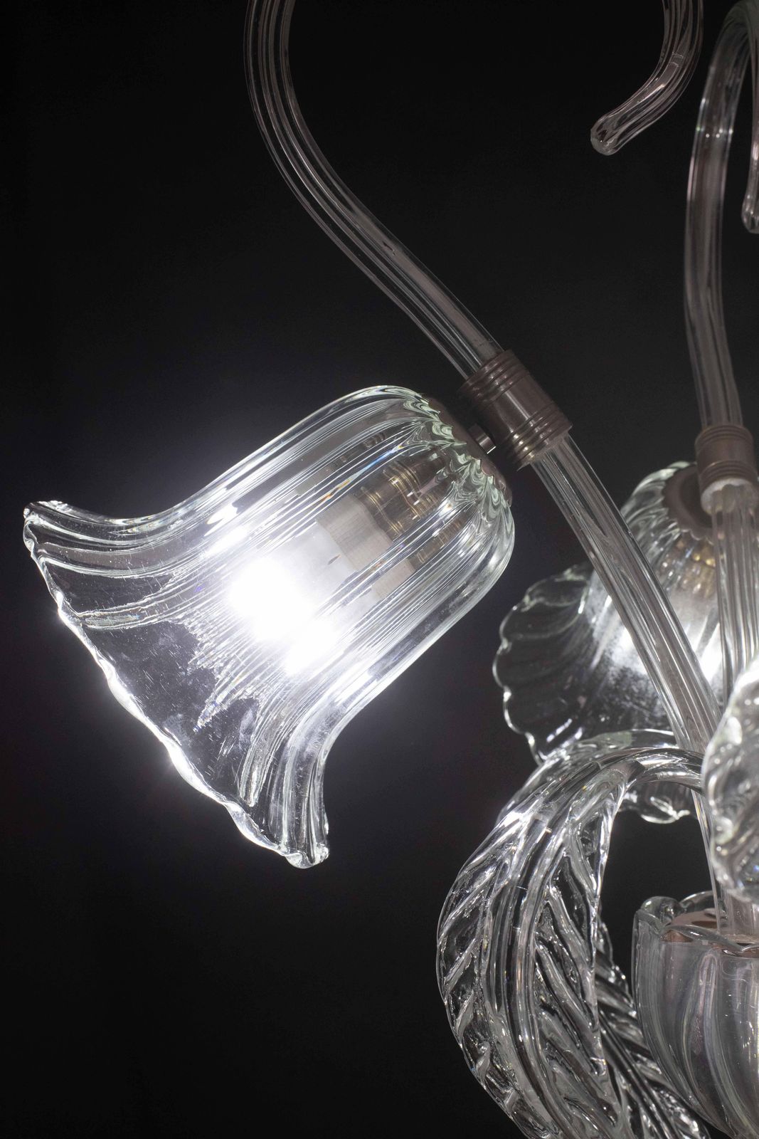 photo buy Amazing 5 Light Art Deco Murano Glass And Brass Chrome Chandelier By Barovier