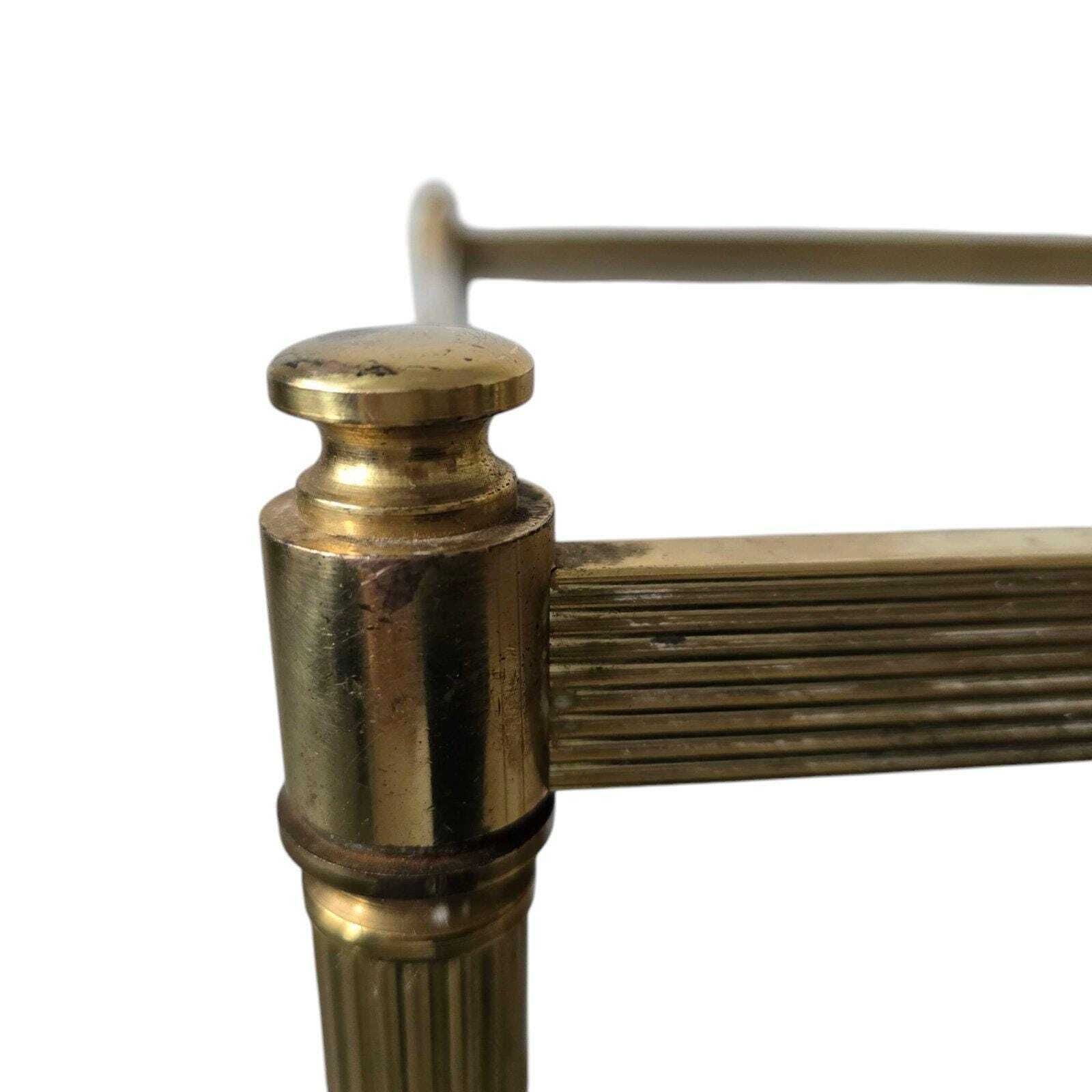 Vintage Mid Century Modern Brass And Smoky Glass Bar Cart On Wheels photo vintage
