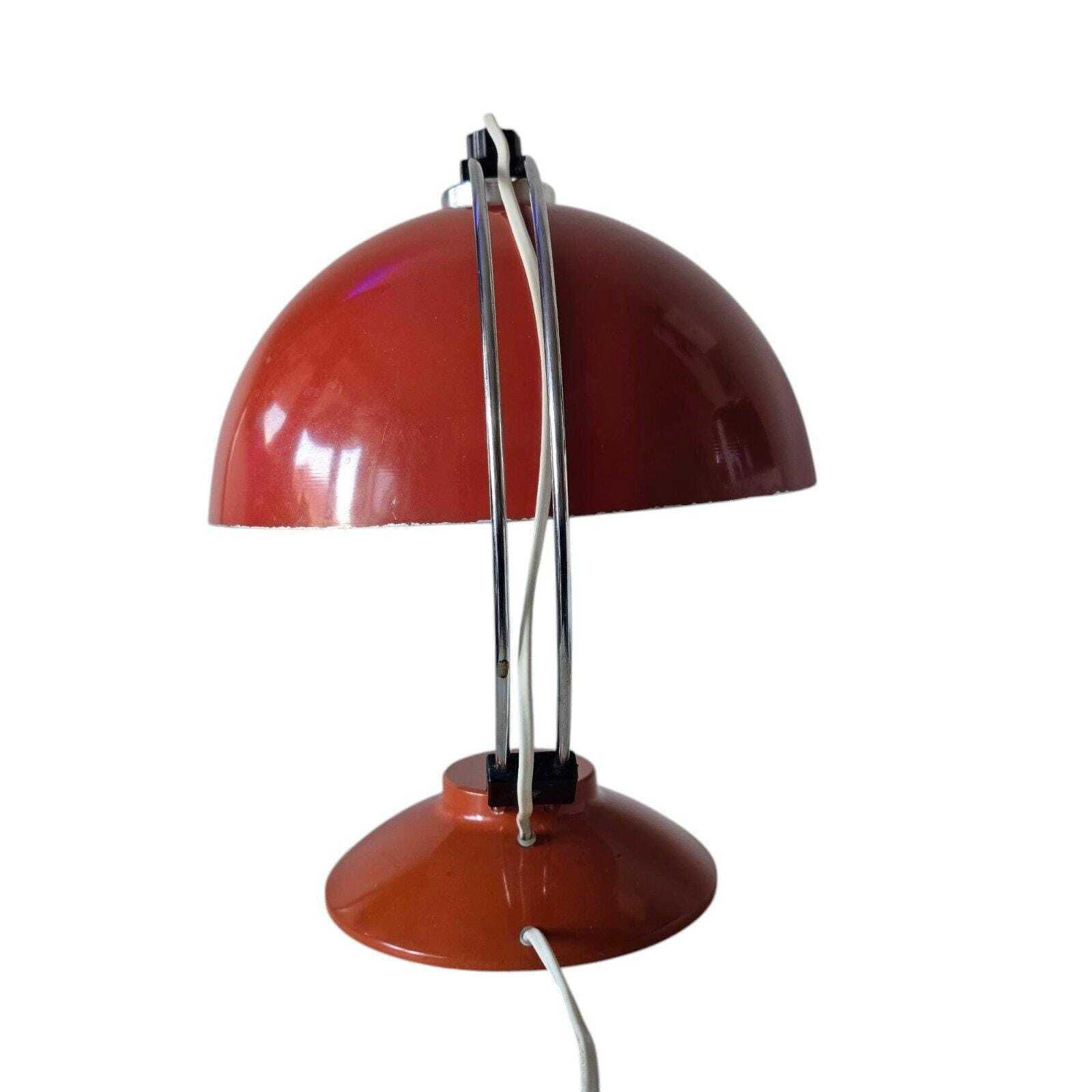 Vintage Mсm Space Age Red Big Mushroom Desk Lamp, Modernist Design Czechoslovakia 1970s photo Lighting