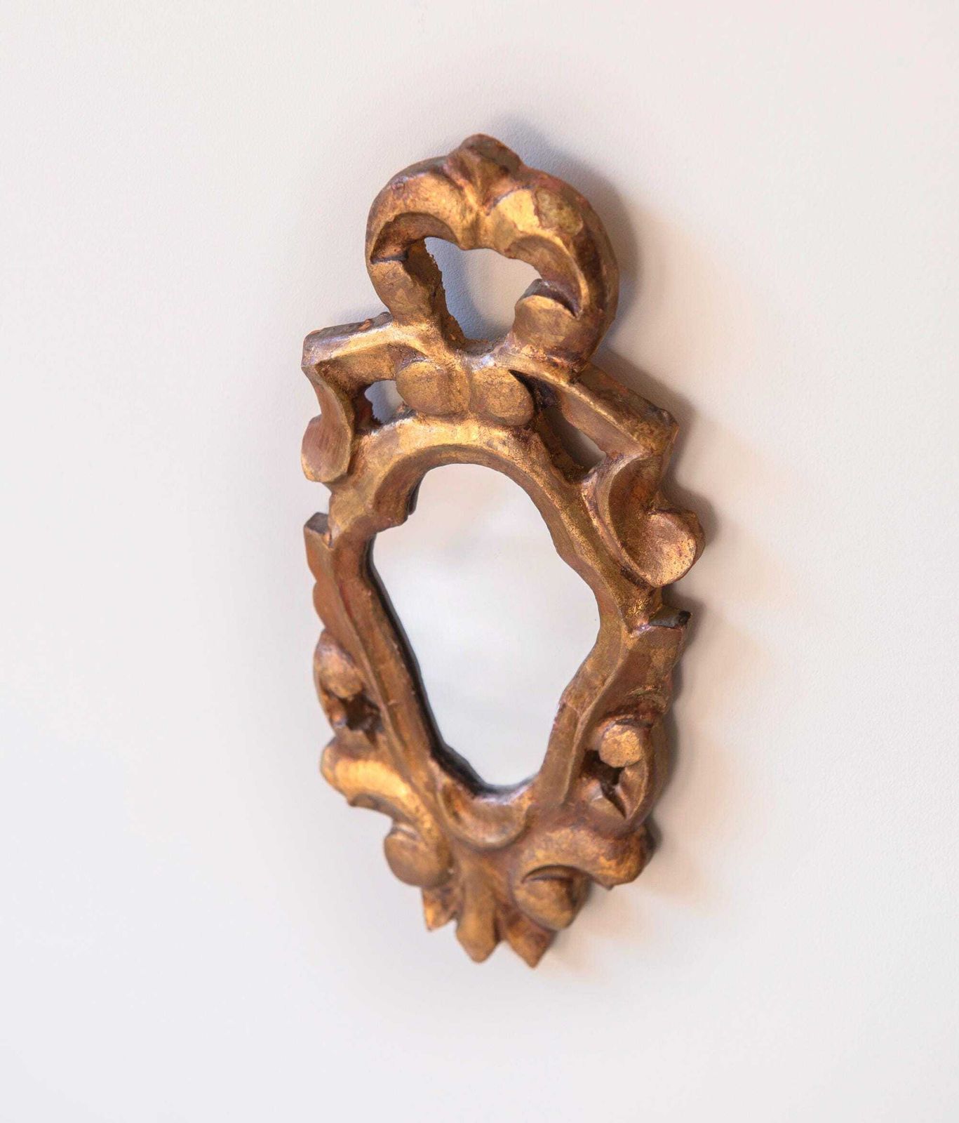 Small Gold French Mirror, Baroque Giltwood Mirror, Hand Carved Golden Frame, Ornate Rococo Mirror, Antique Wall Mirror photo Home Decor