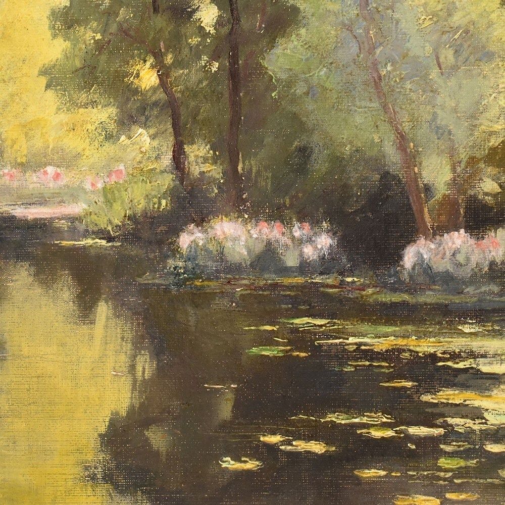 Antique Oil Painting, Landscape Painting, River, Nature Painting, XX Century. (Qp642) photo 1600.0