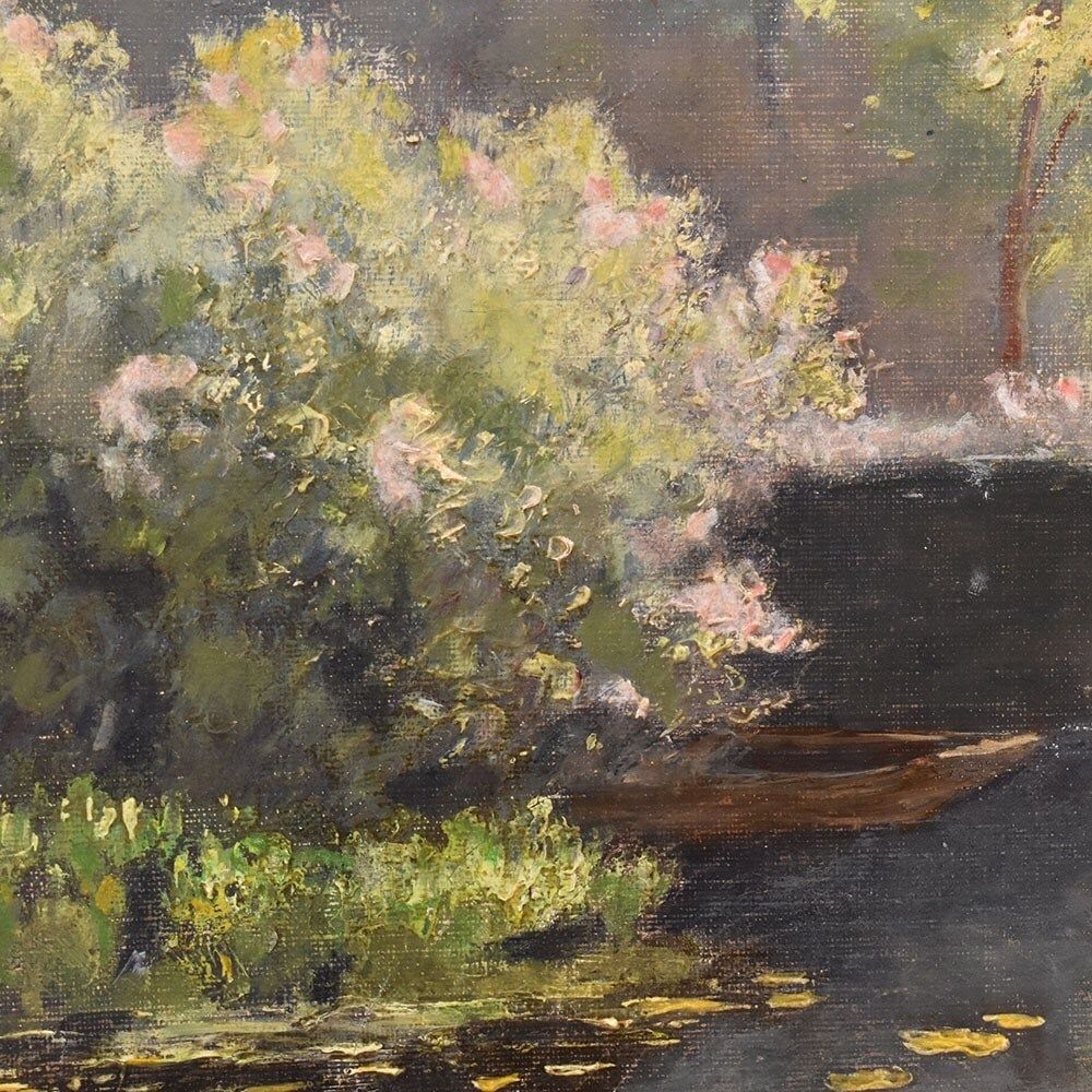 Antique Oil Painting, Landscape Painting, River, Nature Painting, XX Century. (Qp642) photo vinterior