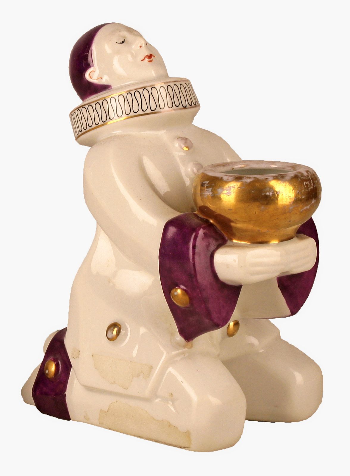 photo furniture Pair Of French Art Déco Hand Painted And Glazed Ceramic Pierrot Sculptures/Perfume Lamps Designed By Aladin For Robj