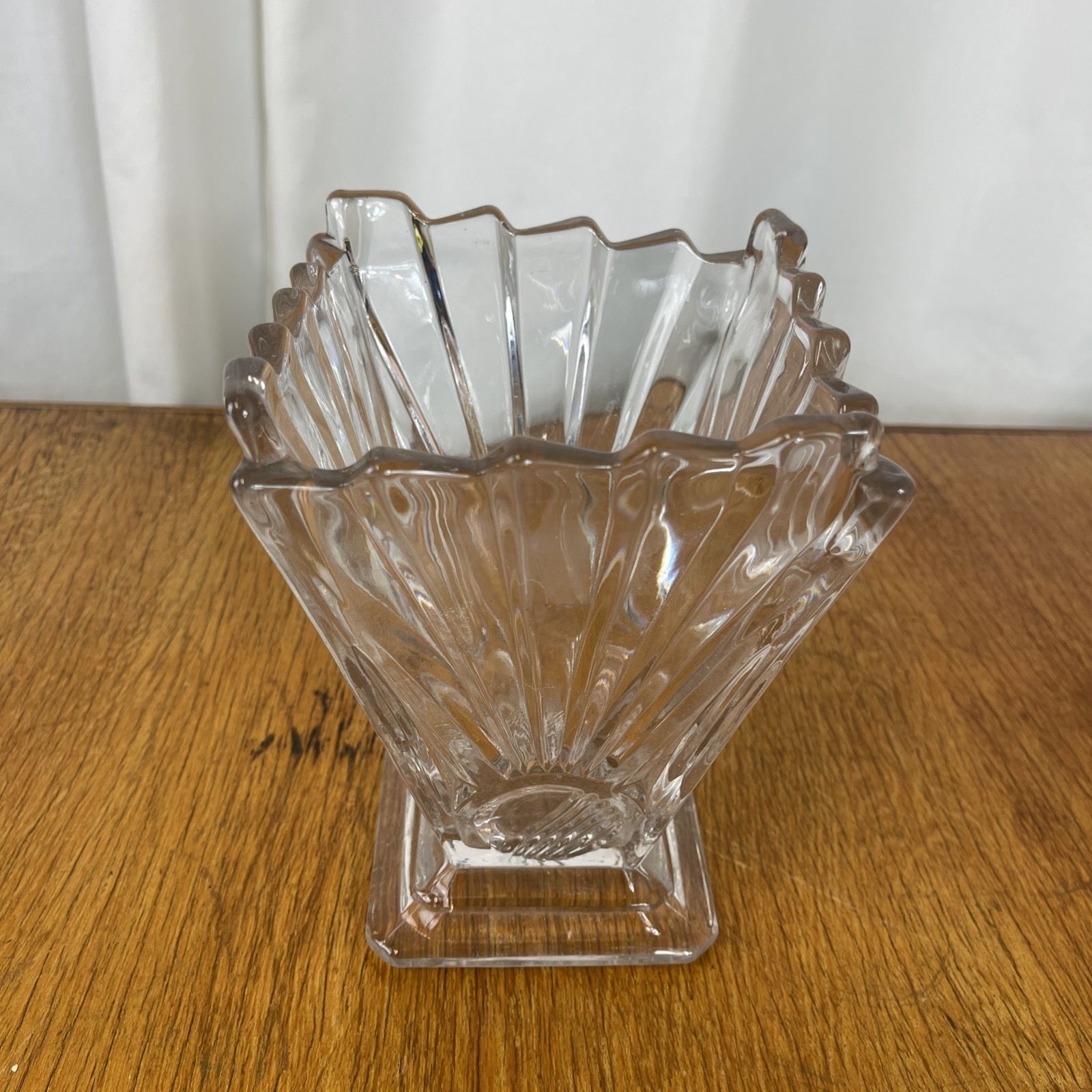Sowerby Art Deco Vase Square Base Sunburst 18cm Clear Glass Stunning photo 60.0