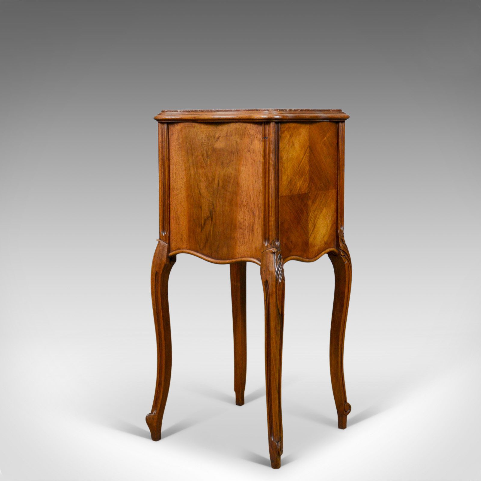 Antique French Bedside Cabinet, Edwardian, Walnut, Marble, Pot Cupboard, C.1910 photo Furniture
