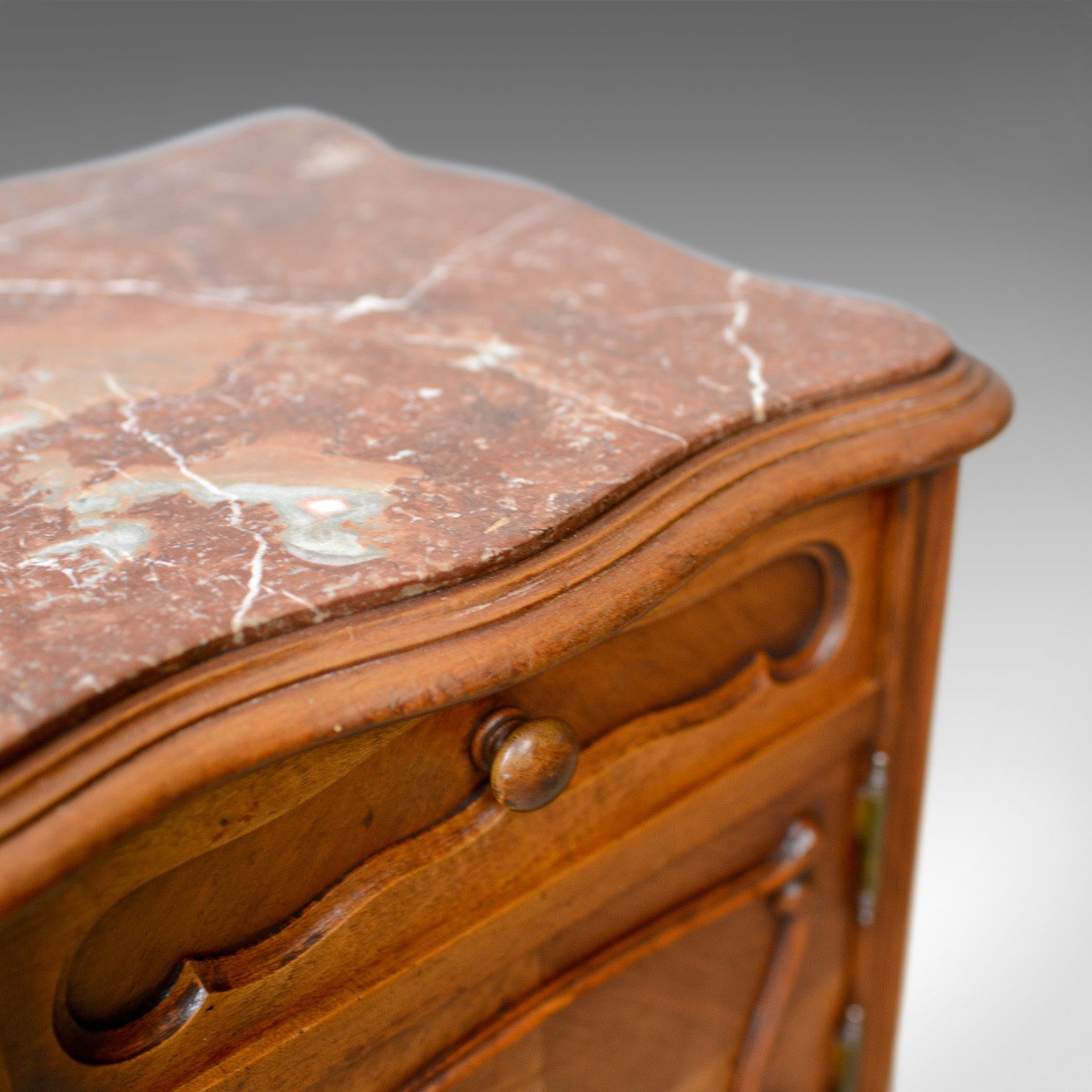 Antique French Bedside Cabinet, Edwardian, Walnut, Marble, Pot Cupboard, C.1910 photo vinterior