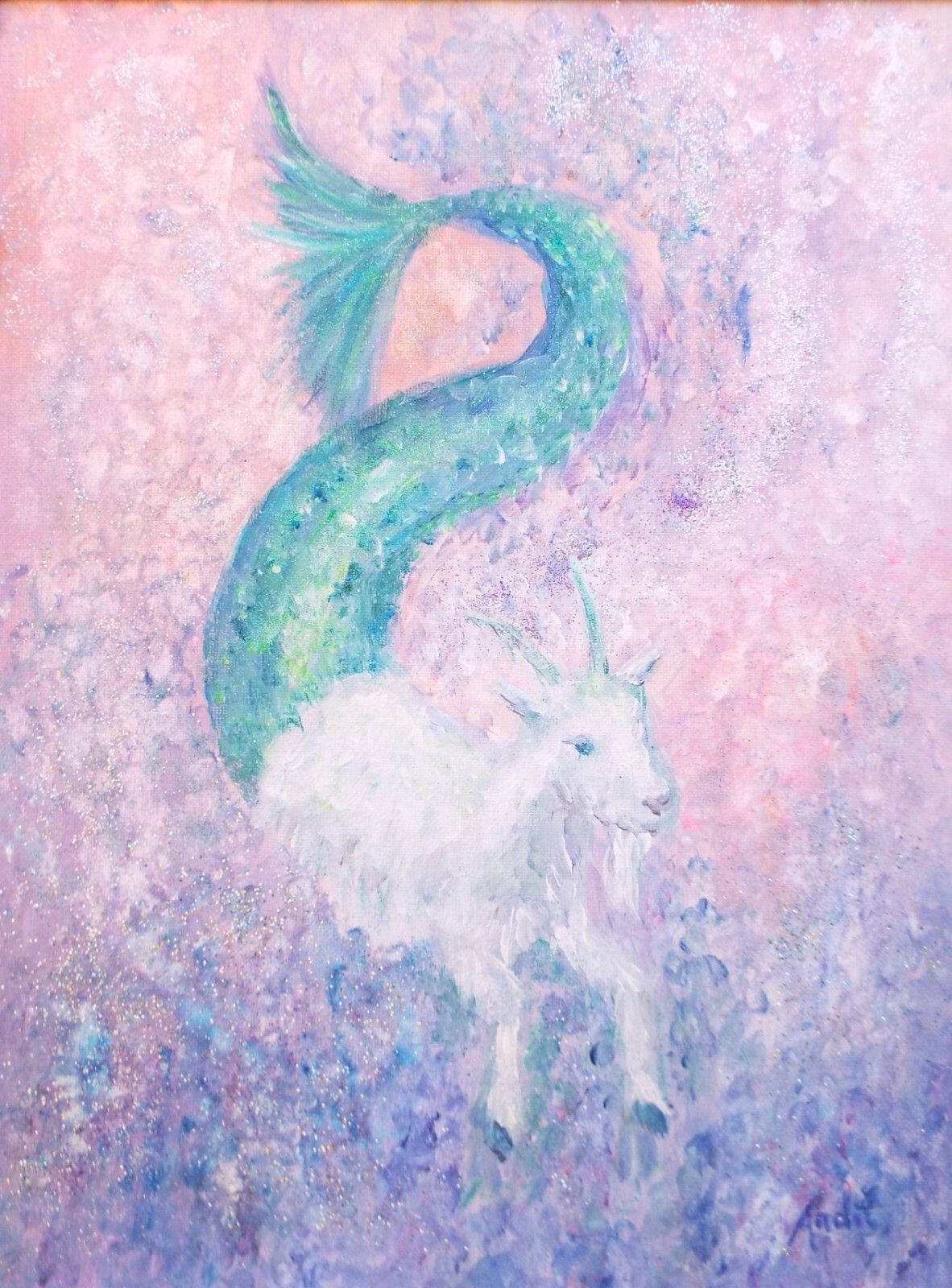 Capricorn Painting On Canvas Original Signed Framed  49cm X 39cm Andi J Lucas photo furniture