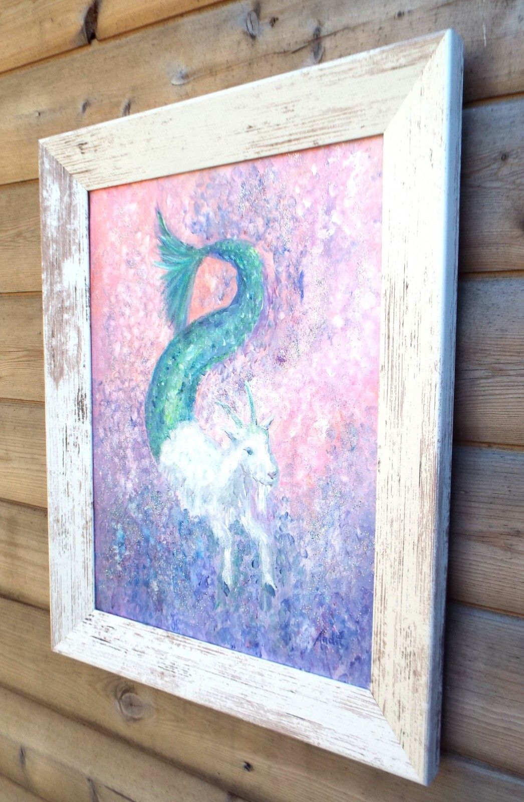 Capricorn Painting On Canvas Original Signed Framed  49cm X 39cm Andi J Lucas photo vinterior