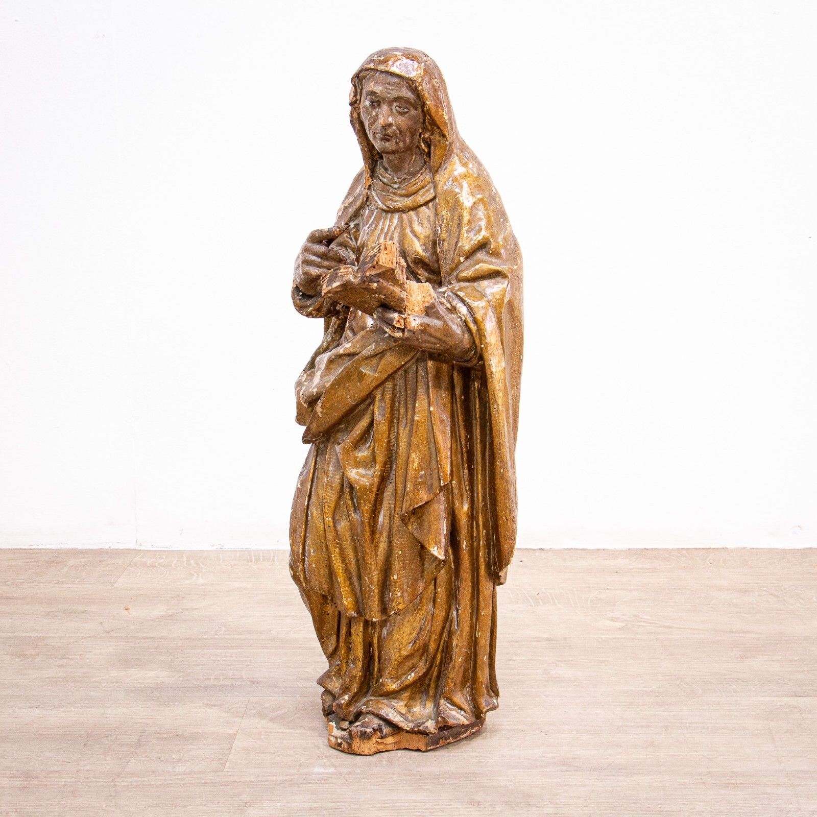 Painted 17th Century Carved Sculpture Of St. Anne photo furniture