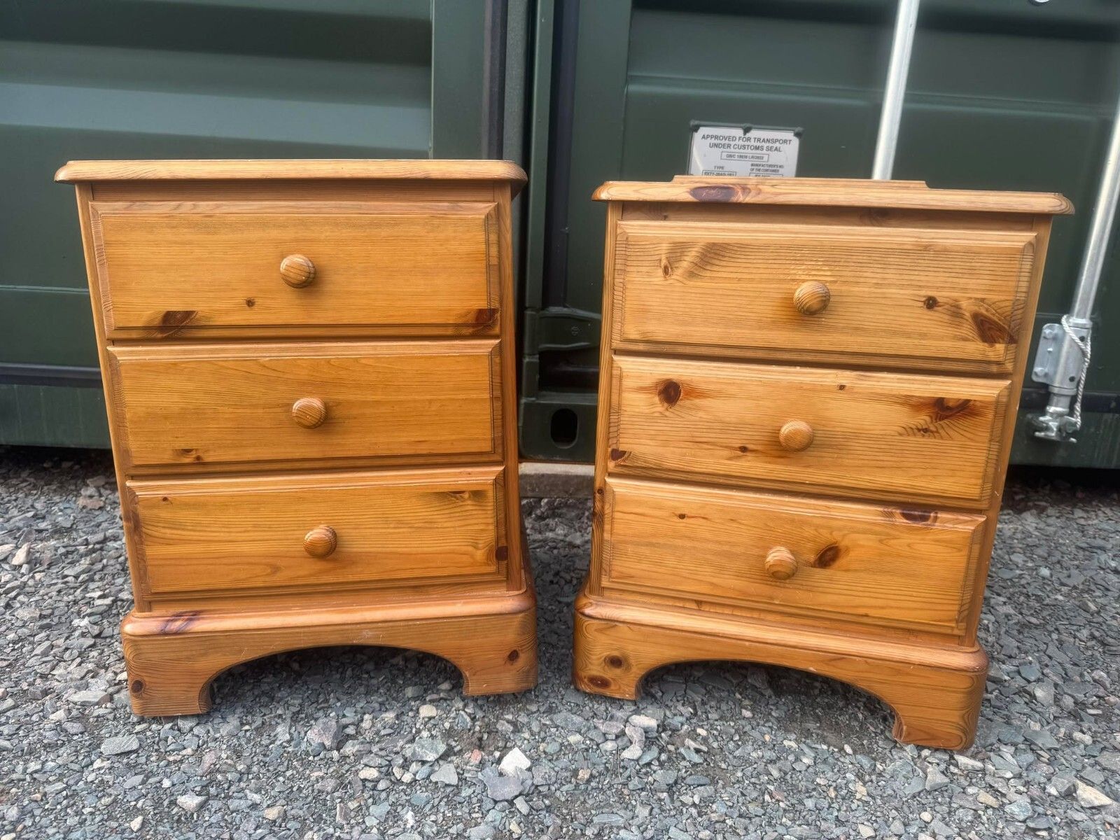 Pair Of Heavy Duty Pine Bedside Tables/Drawers Ready To Upcycle