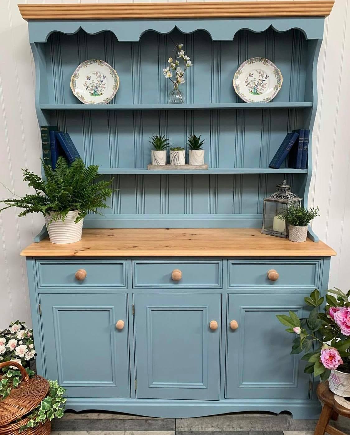 photo furniture Medium Sized Custom Painted Pine Country Farmhouse  Pine Welsh Dresser