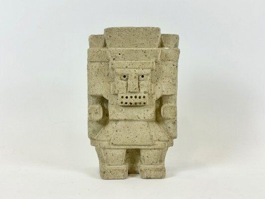 Antique Aztec Rain And Water God Tlaloc Sculpture