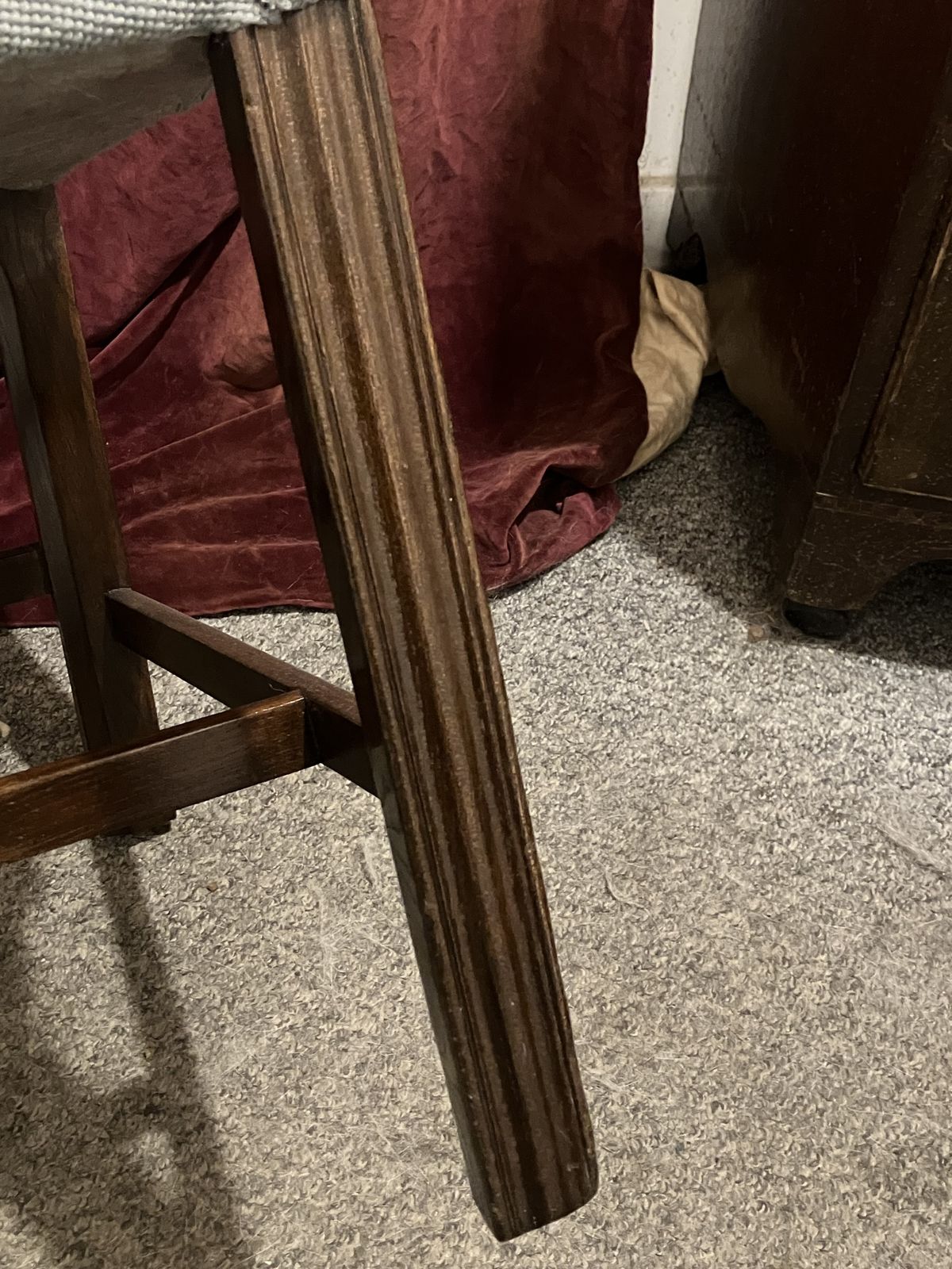 Furniture English Georgian Elm And Oak Carver Dining Chairs With Later Upholstered Floral Crotchet Seats photo