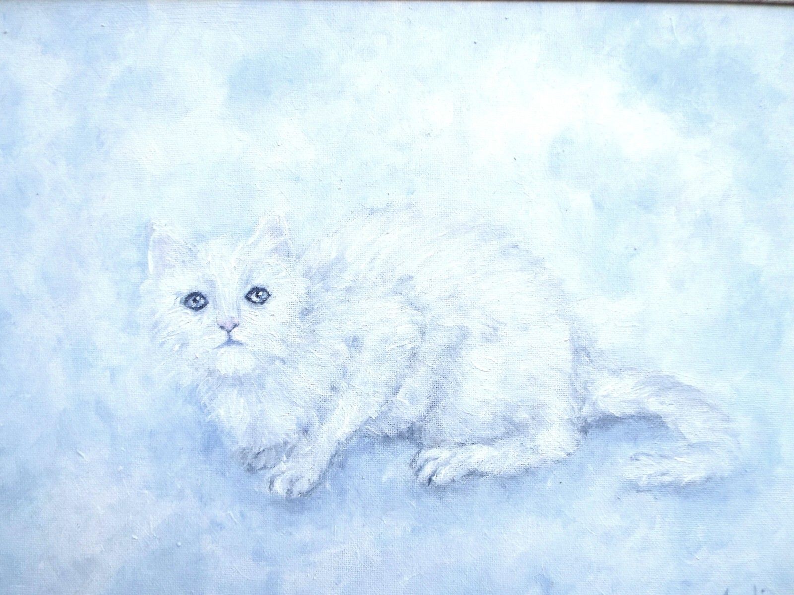 White Cloud Cat  Original Painting Unique 39cm X 49cm  Andi J Lucas photo furniture