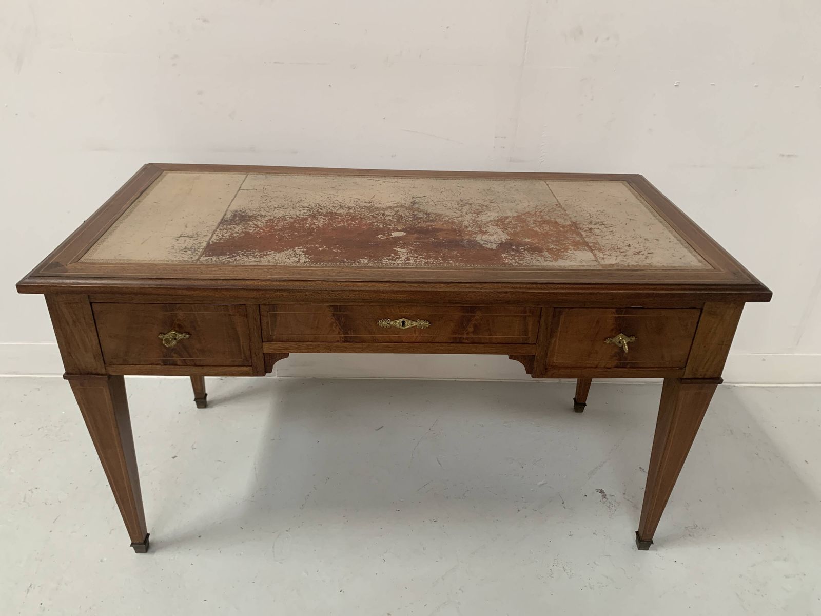 photo vintage Directoire Style Desk In Mahogany And Veneer, 20th Century