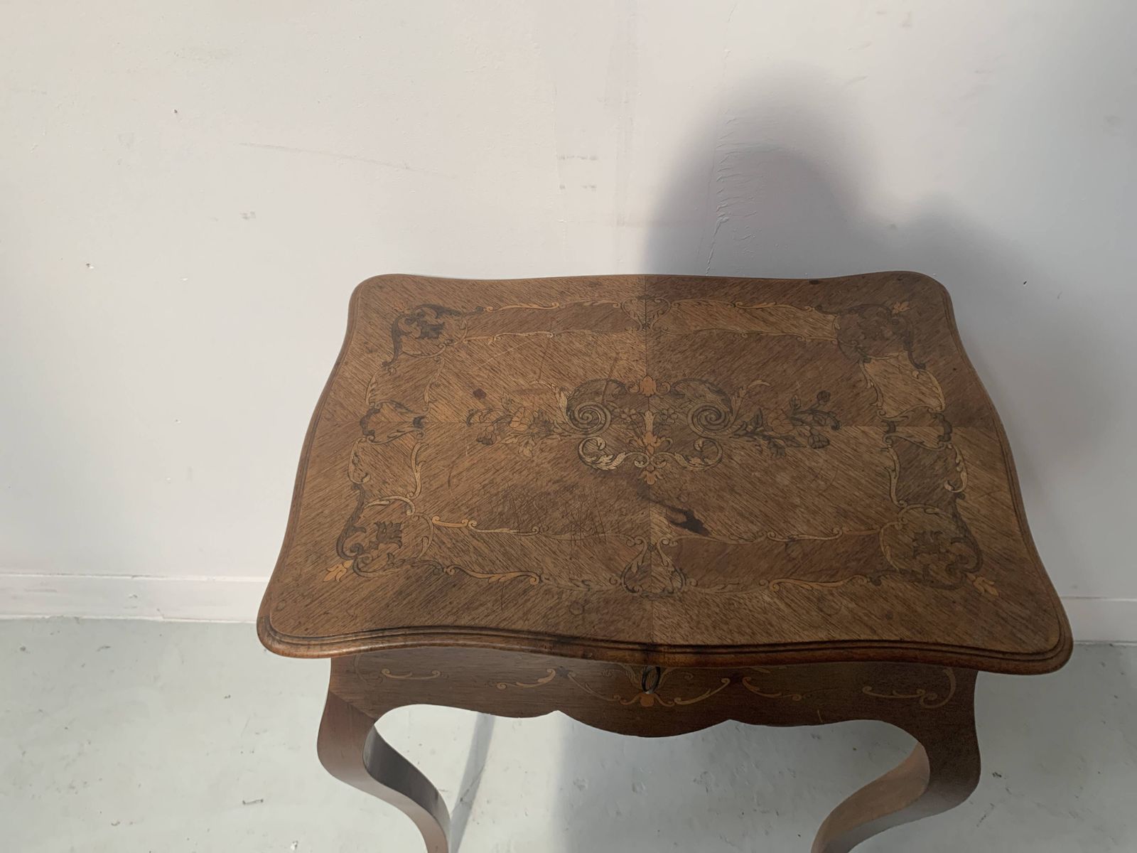 Louis XV Style Work Table In Marquetry Wood, 20th Century photo vintage