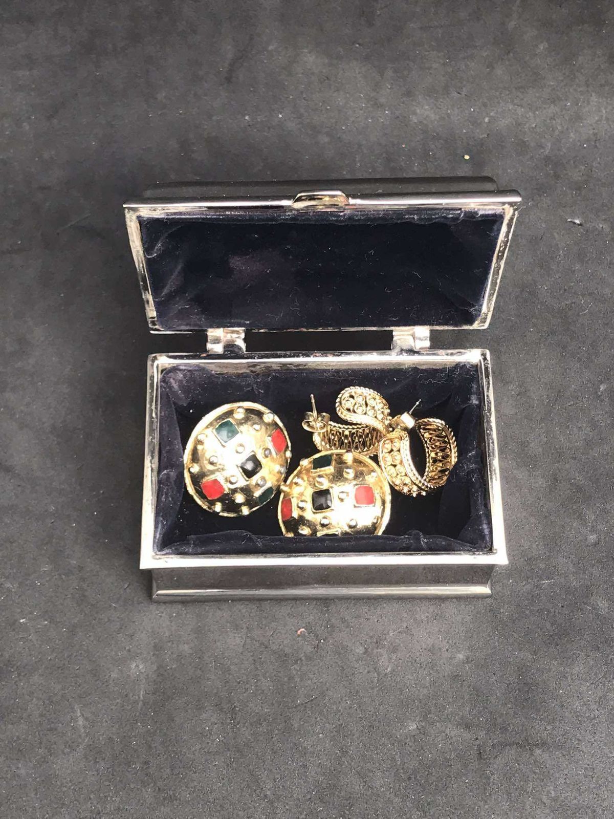 photo furniture Small Box Jewelry Silver Plated Desk Accessories, Vanity Decor Round Cufflinks Box Gift For Him Ring Box Velvet