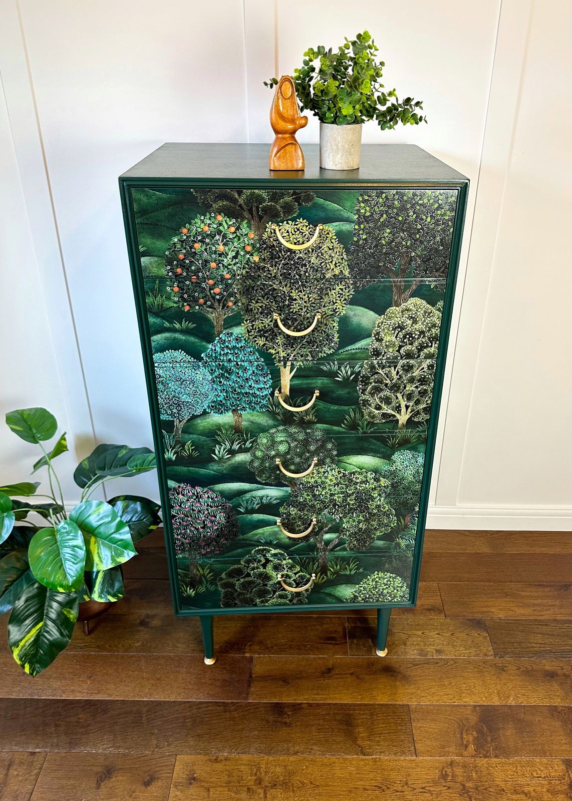Furniture Made To Order Cole & Son Forest Vintage Mid Century Chest Of Drawers, Green Storage Tallboy photo
