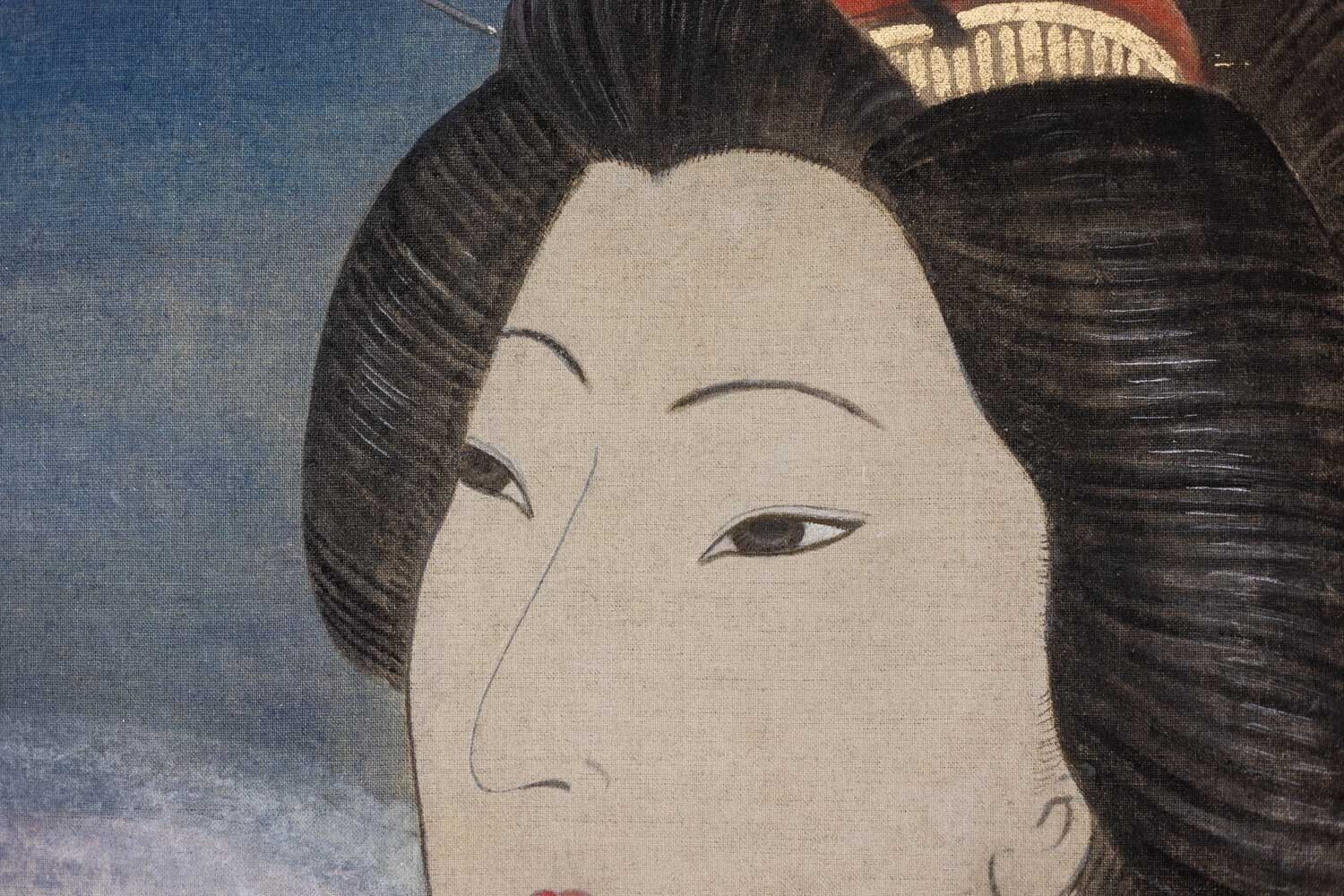 Painted Canvas Representing An Asian Style Character. Contemporary. photo vinterior