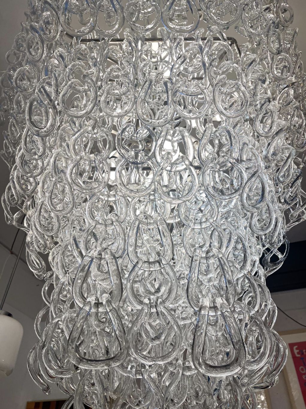 Mid Century Modern Chandelier By Angelo Mangiarotti For Vistosi, 1970s photo Lighting