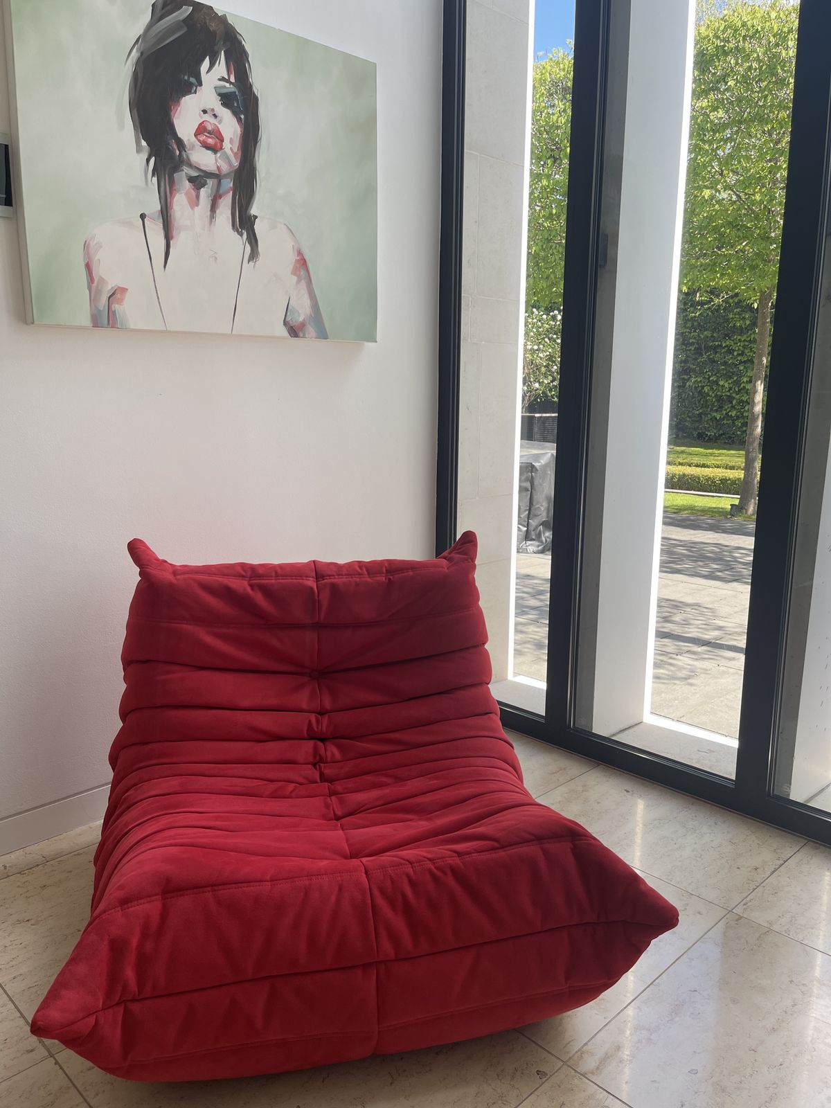 Togo Fireside Chair In Original Red Alcantara photo vintage