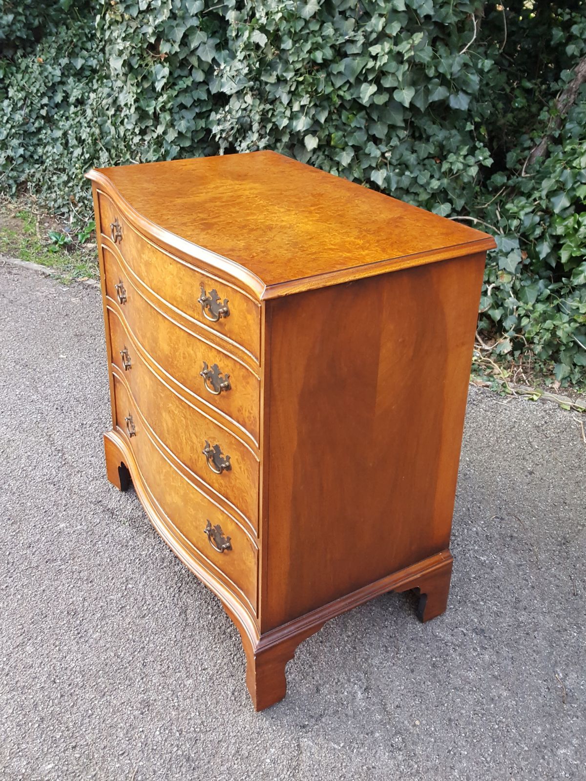 Burr Walnut Serpentine Front Chest Of 4 Drawers photo buy