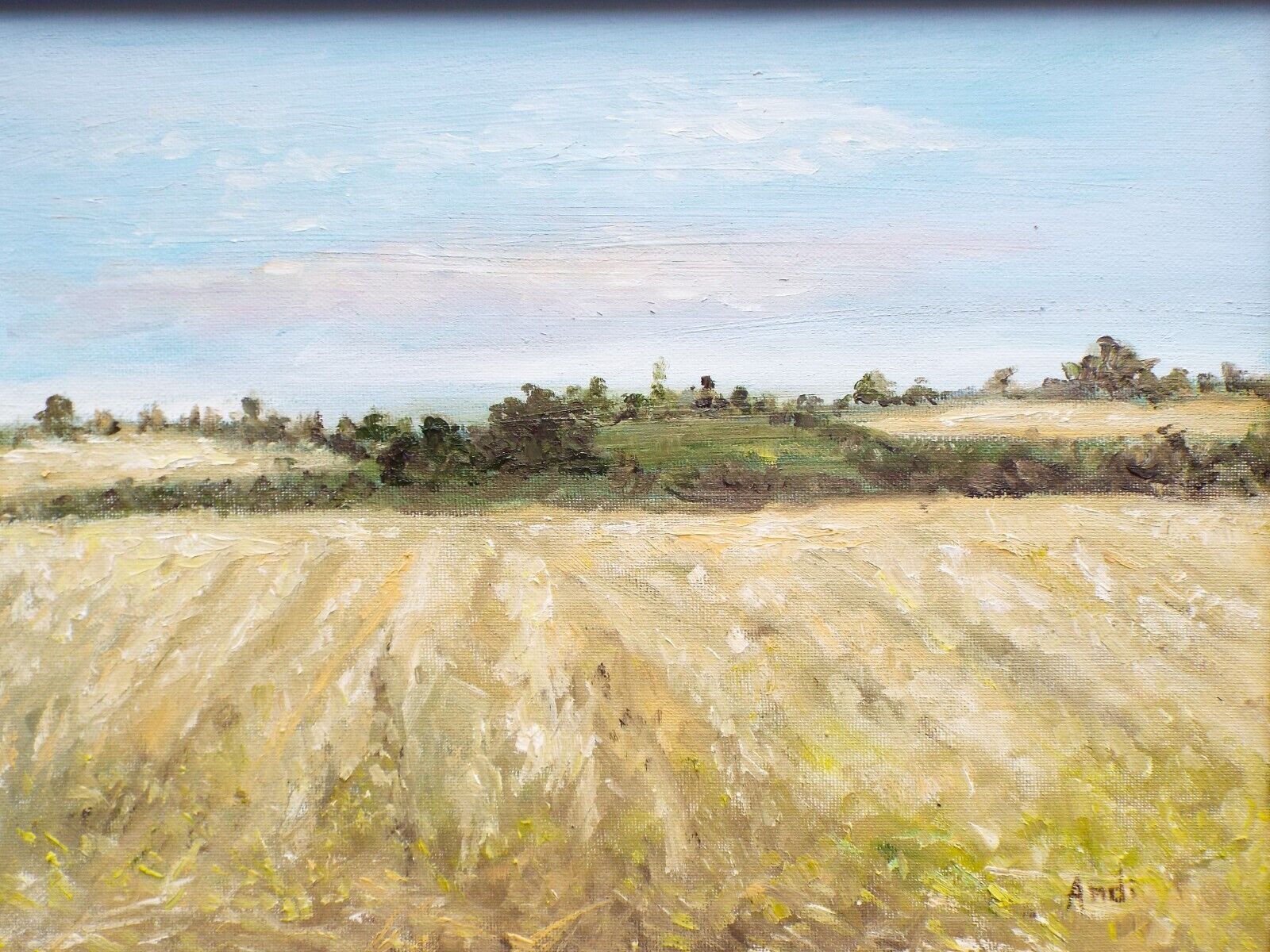 English Country Landscape Summer Harvest Field Original Oil Painting Andi Lucas photo 308.0