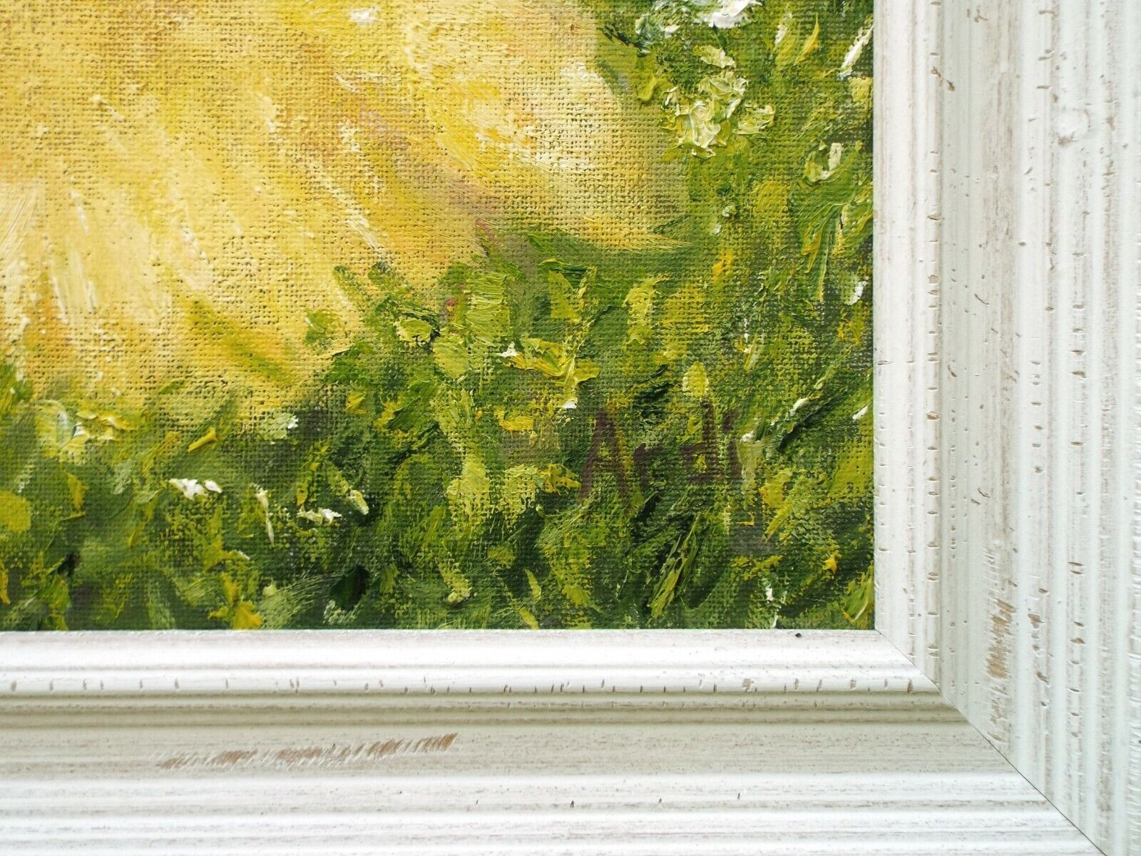 Yellow Ducklings Ducks Farmyard Original Oil Painting Signed Framed Andi J Lucas photo vintage