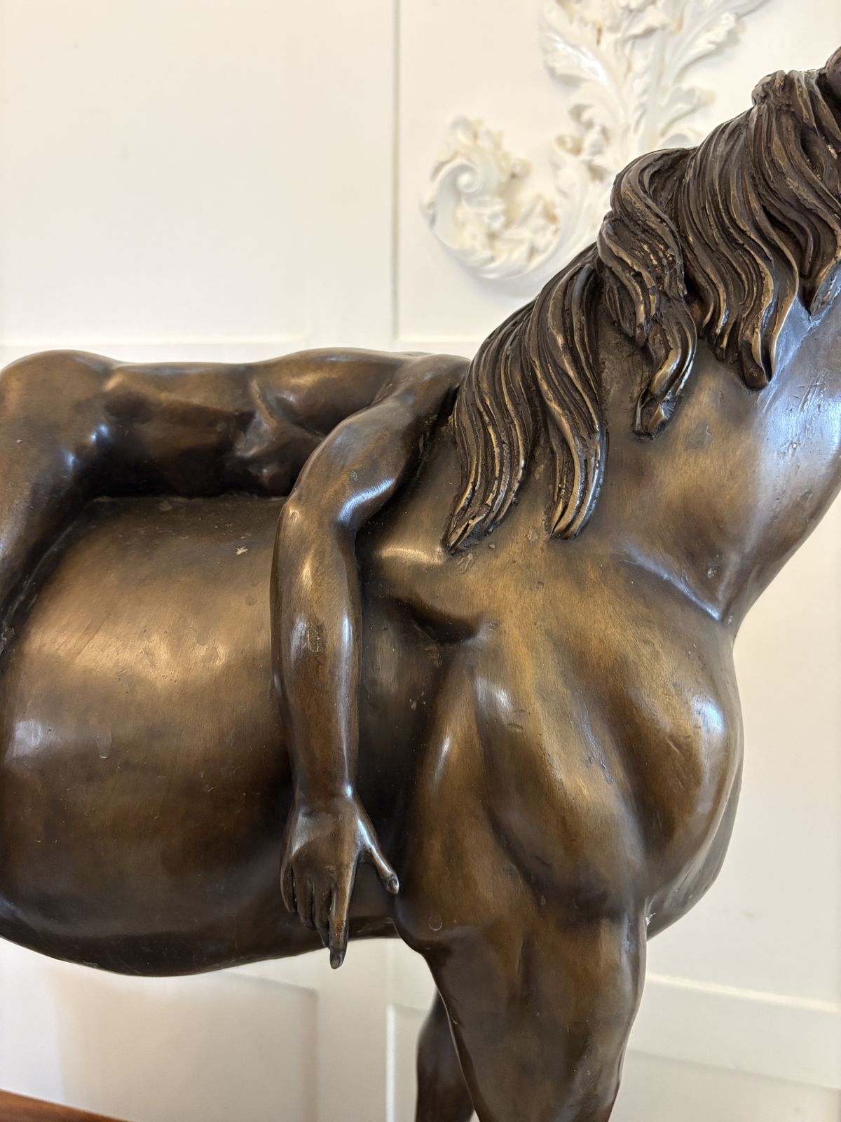 Large Antique Bronze Study Of A Nude Male On Horseback photo Art