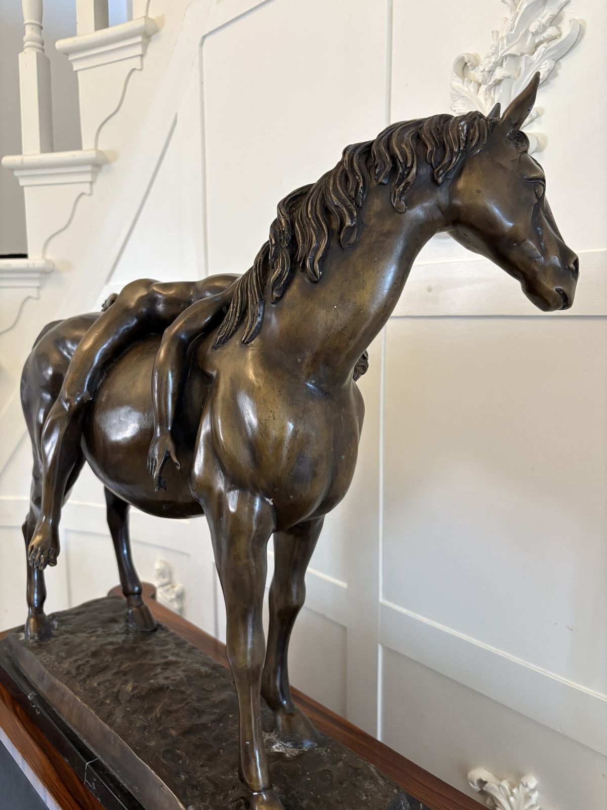 Large Antique Bronze Study Of A Nude Male On Horseback photo buy