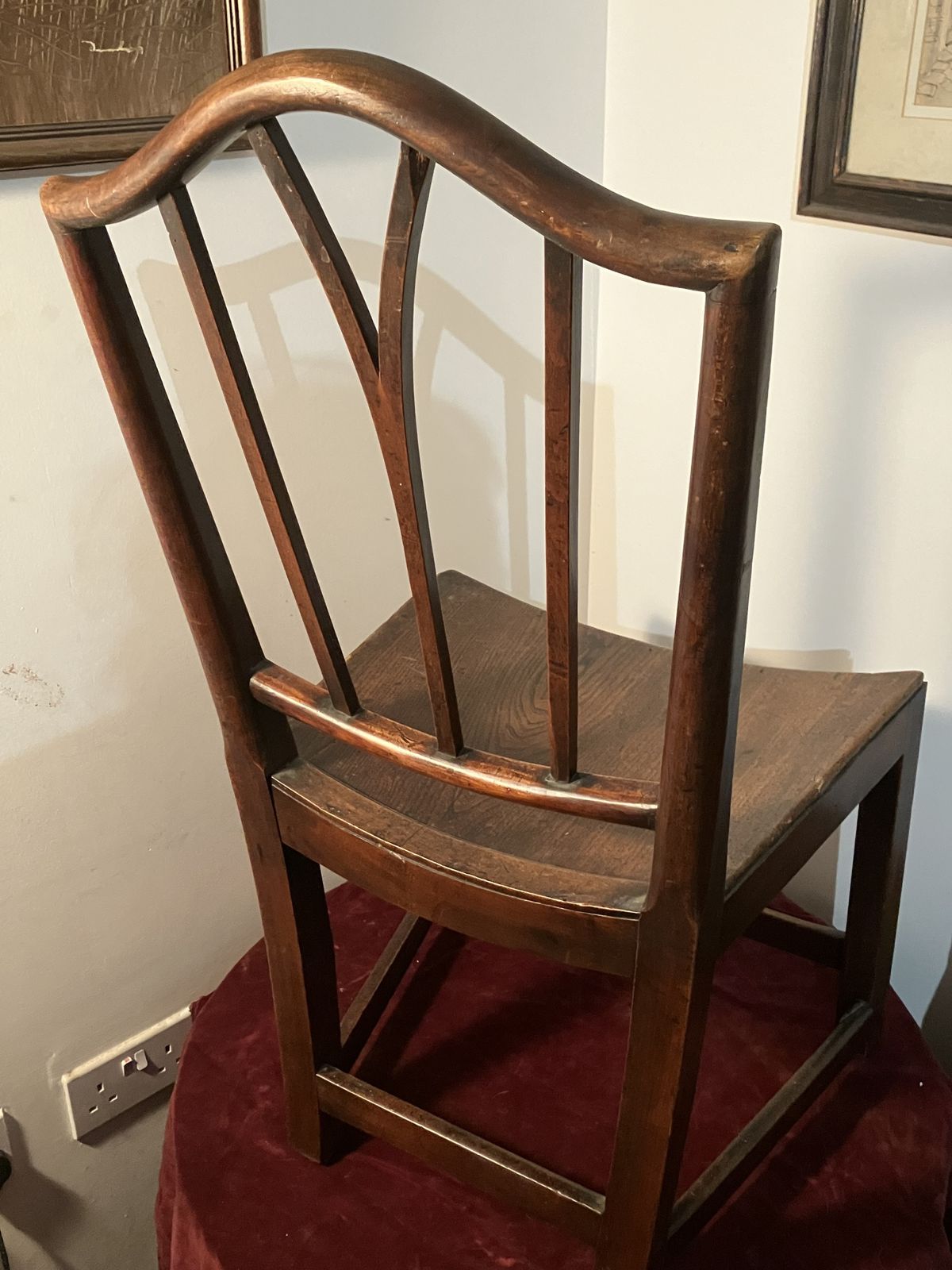 225.0 Early 18th Century,Elm Scooped Concave Seat English  Dining Chair photo