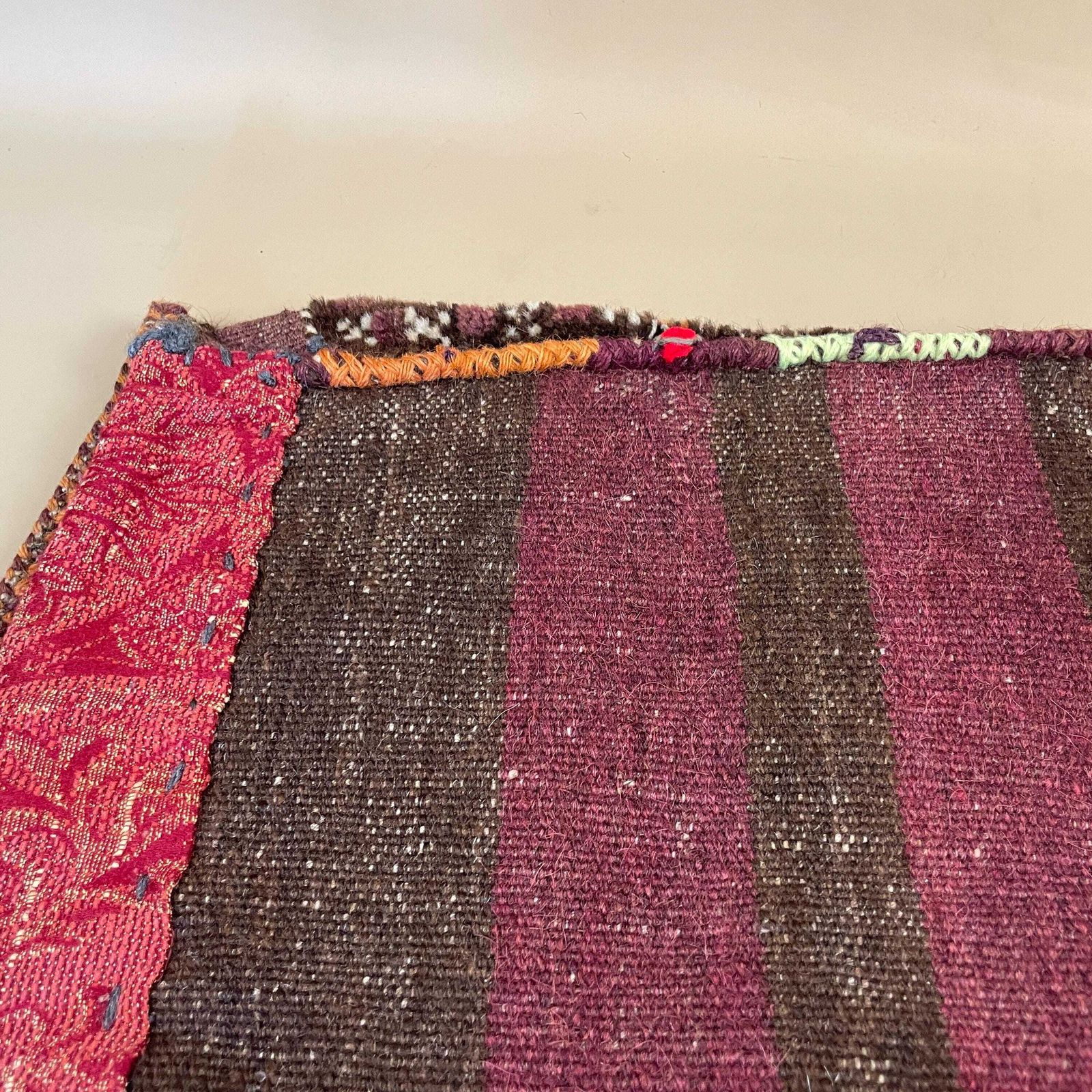 Antique Kilim Cushion Moroccan Rug Carpet Bolster Pillow Handwoven Handmade Woven Traditional Mat Fabric 49x59cm Scatter Vintage Old photo vintage